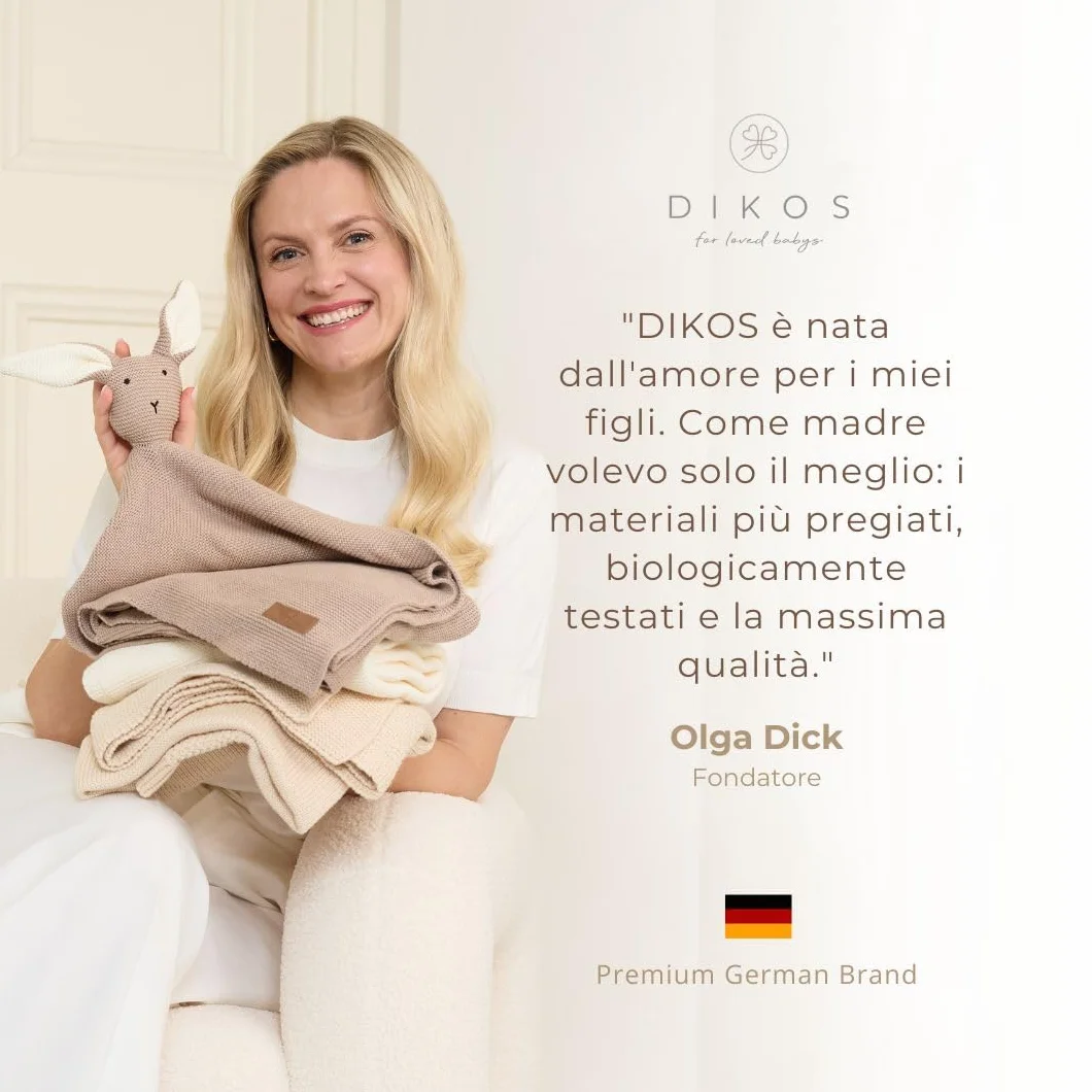 DIKOS Mussole Neonato 100% Cotone Biologico GOTS Set 3 Pezzi 64x64cm Morbida per Bambino