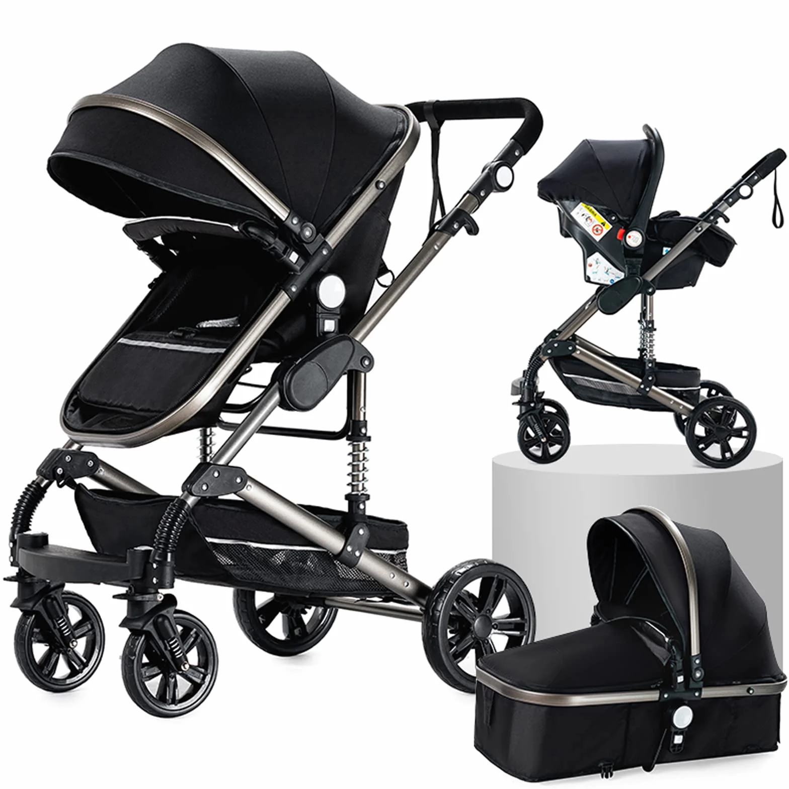 Magic ZC Passeggino Trio 3 in 1 Carrozzina Neonati Pieghevole Portatile con Spinta Reversibile