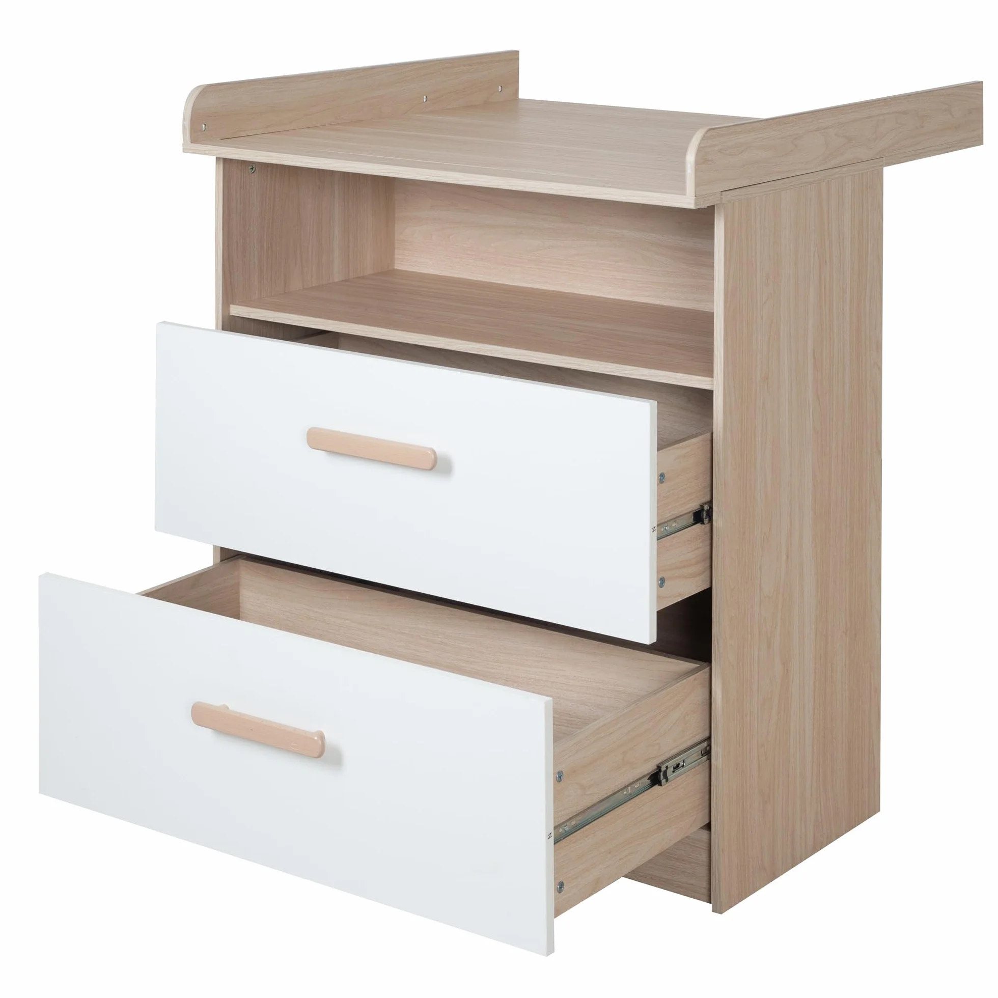 Roba Fasciatoio Cabane Comò per Bambini con Cassetti Estraibili Bianco/Rovere