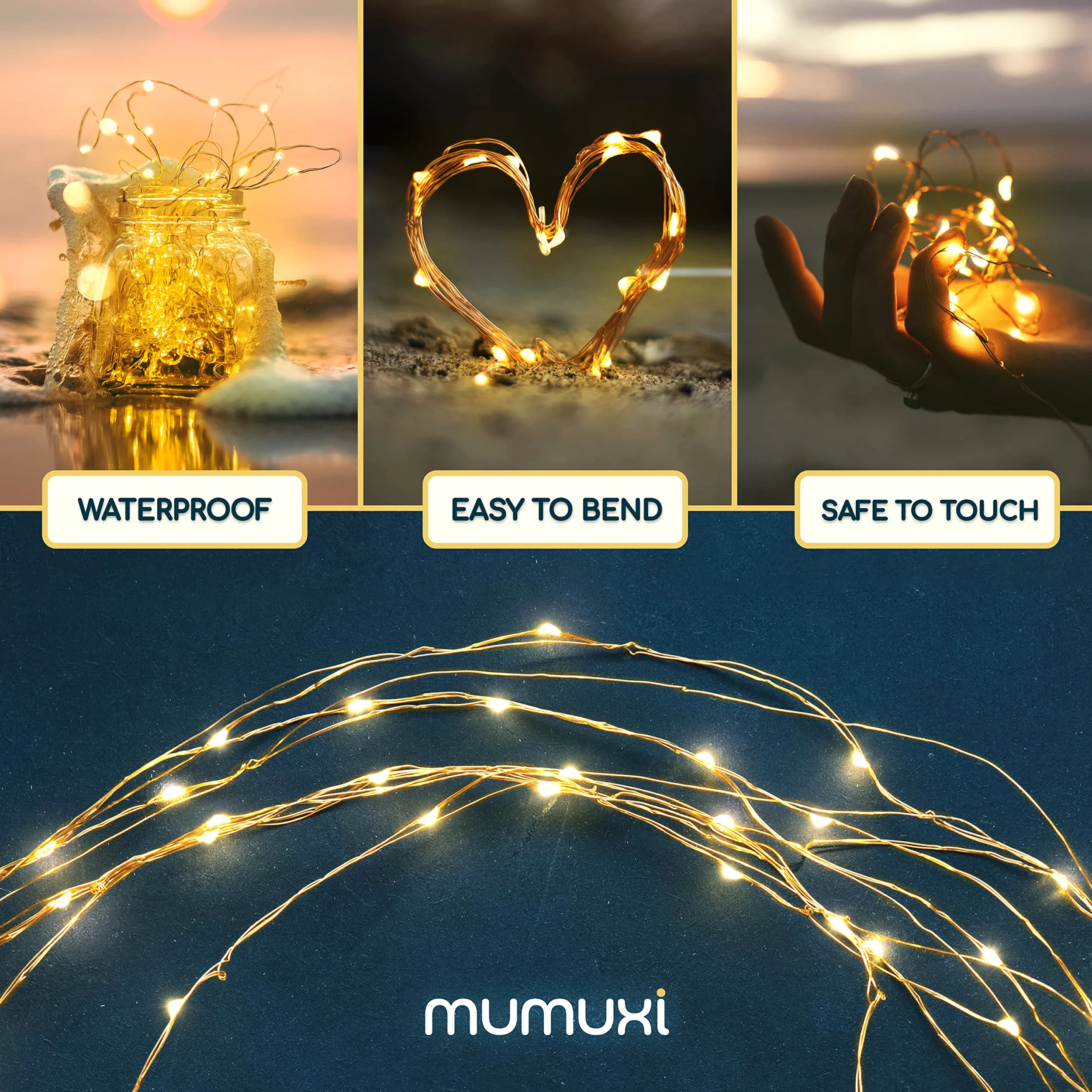 MJMIX - Confezione da 16 luci LED da 3 m, Warm White