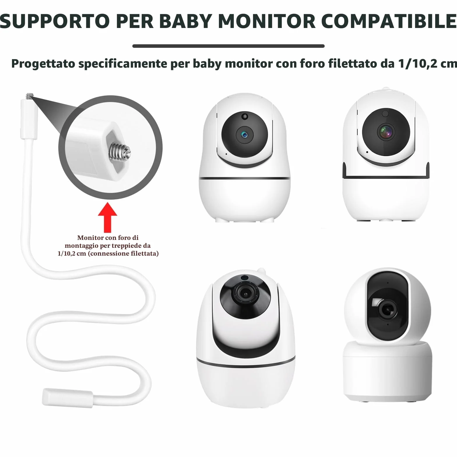Supporto Baby Monitor Universale Bianco per Culla Rierousy