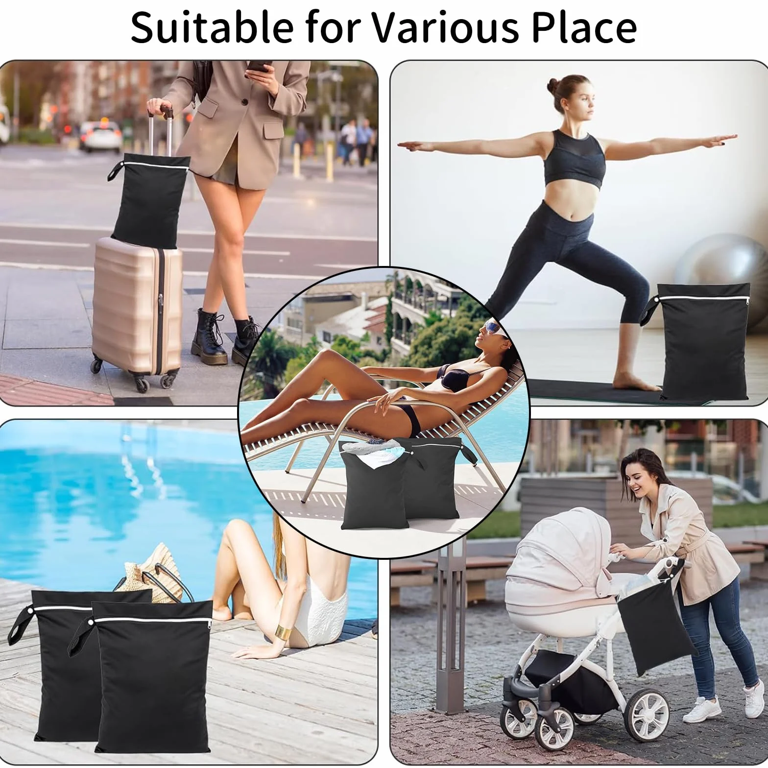 MOLIMOLI 2 pezzi borsa bagnata impermeabile 40x30 cm per costumi da bagno con cerniera spiaggia