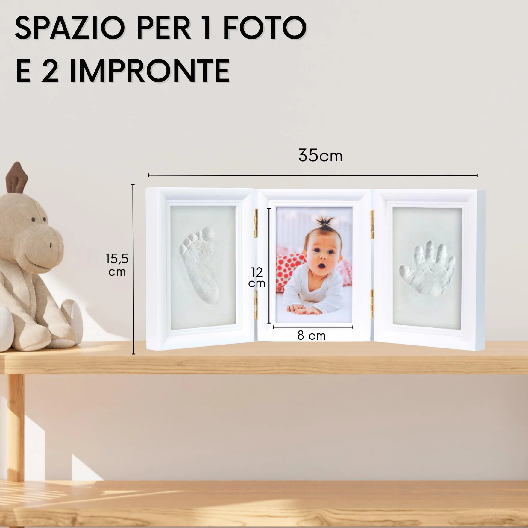 HuBorns Kit impronte neonato con argilla, cornice per calco mani e piedi, idea regalo nascita battesimo, ricordo originale per bimbo e bimba