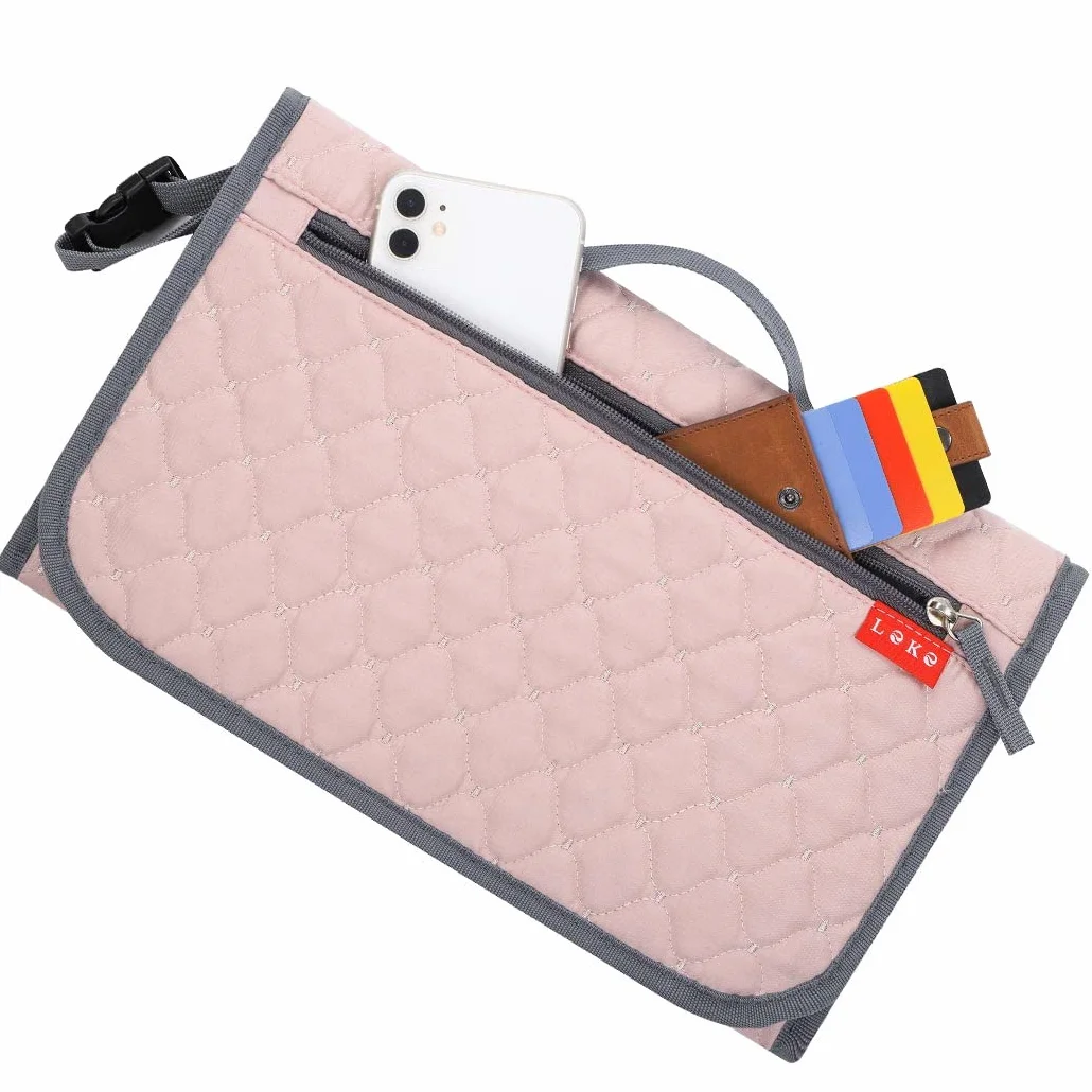 Lekebaby Pieghevole Fasciatoio da Viaggio Neonato Portatile con 3 Scomparti Borsa Pannolini Impermeabile Distributore Stoffe
