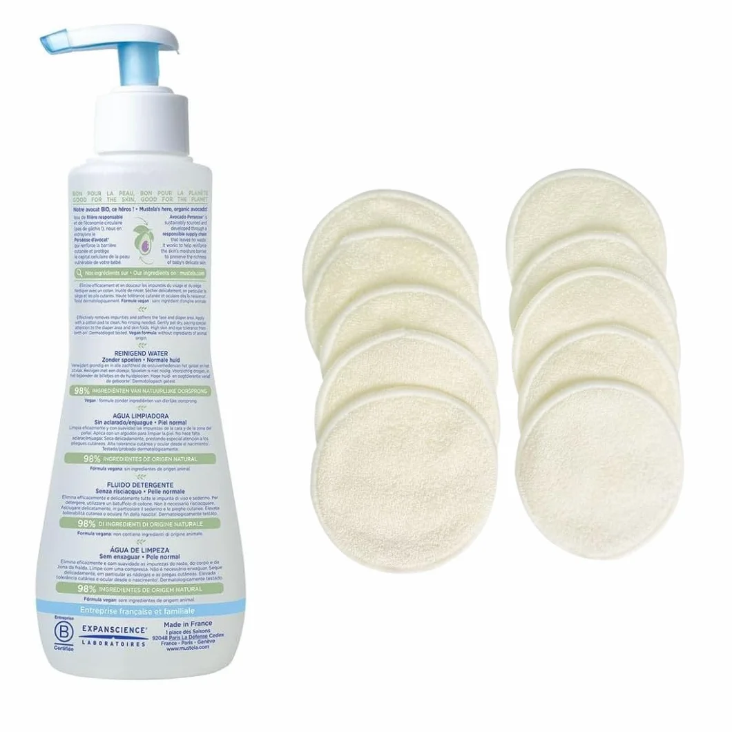 Alimos Bébé Acqua detergente senza risciacquo 300 ml con tamponi riutilizzabili in cotone di bambù