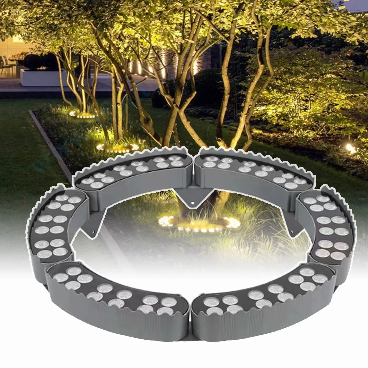 Luci ad anello per esterni, Luci per alberi da giardino (Illuminazione soffusa), 7 colori + Creare diverse atmosfere, Alluminio pressofuso/Irrompibile, Protezione per ogni condizione atmosferica, 6