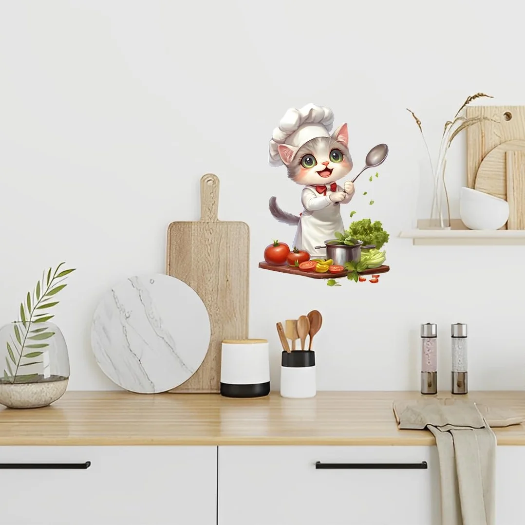 Adesivi Murali Cucina Gatto Maestro Pezzi 3 Decorativi Cuoco