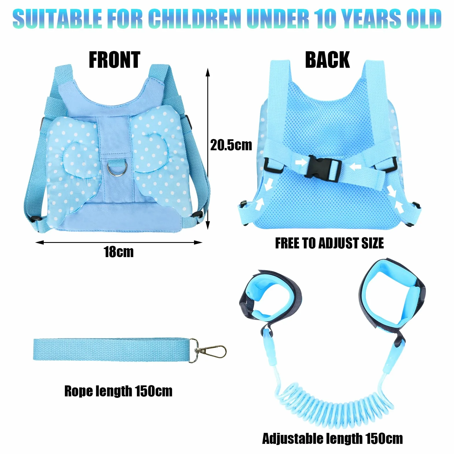 Guinzaglio per Bambini Anti-Loss, Imbracatura di Sicurezza, Collegamento del Polso per Bambino
