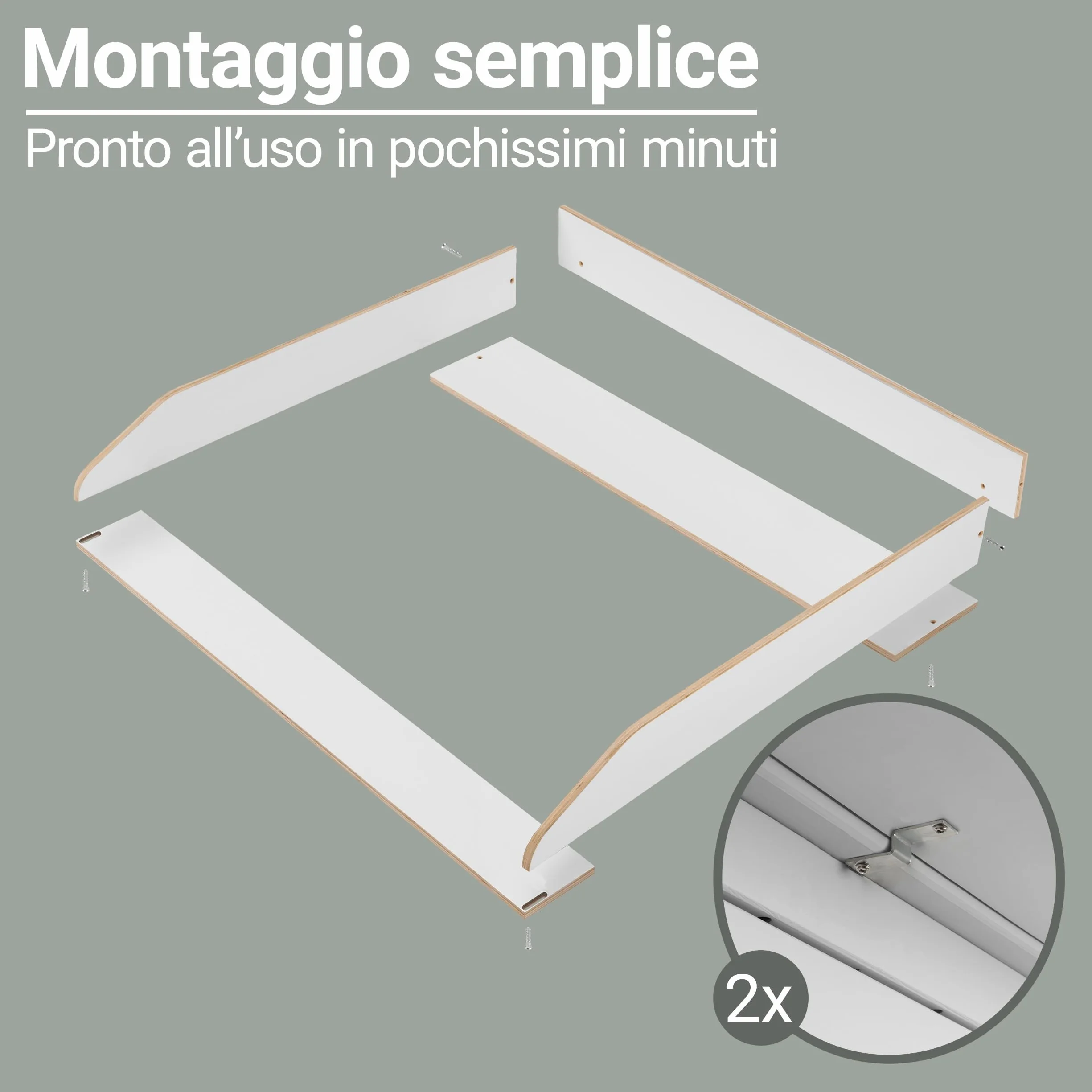 Jonka Piano Fasciatoio per Cassettiera IKEA Hemnes 108 160 cm Legno Naturale Bianco DIN EN 12221
