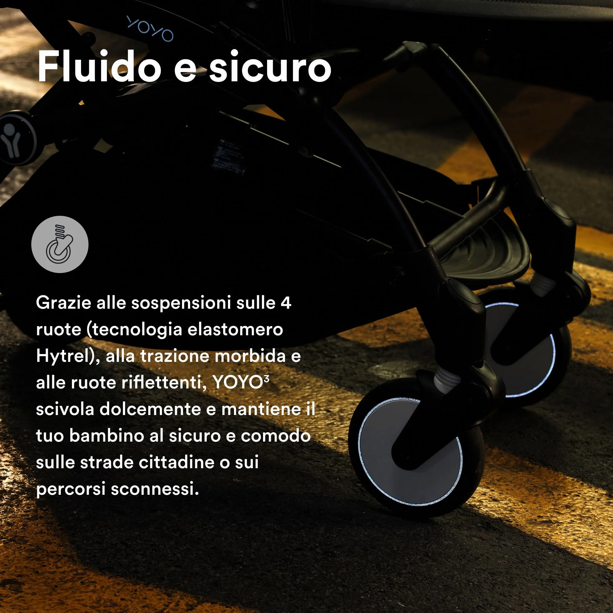 Stokke YOYO3 Passeggino da 6 mesi Telaio Nero Cuscino Seduta Olive Capottina Ripiegabile Compatto