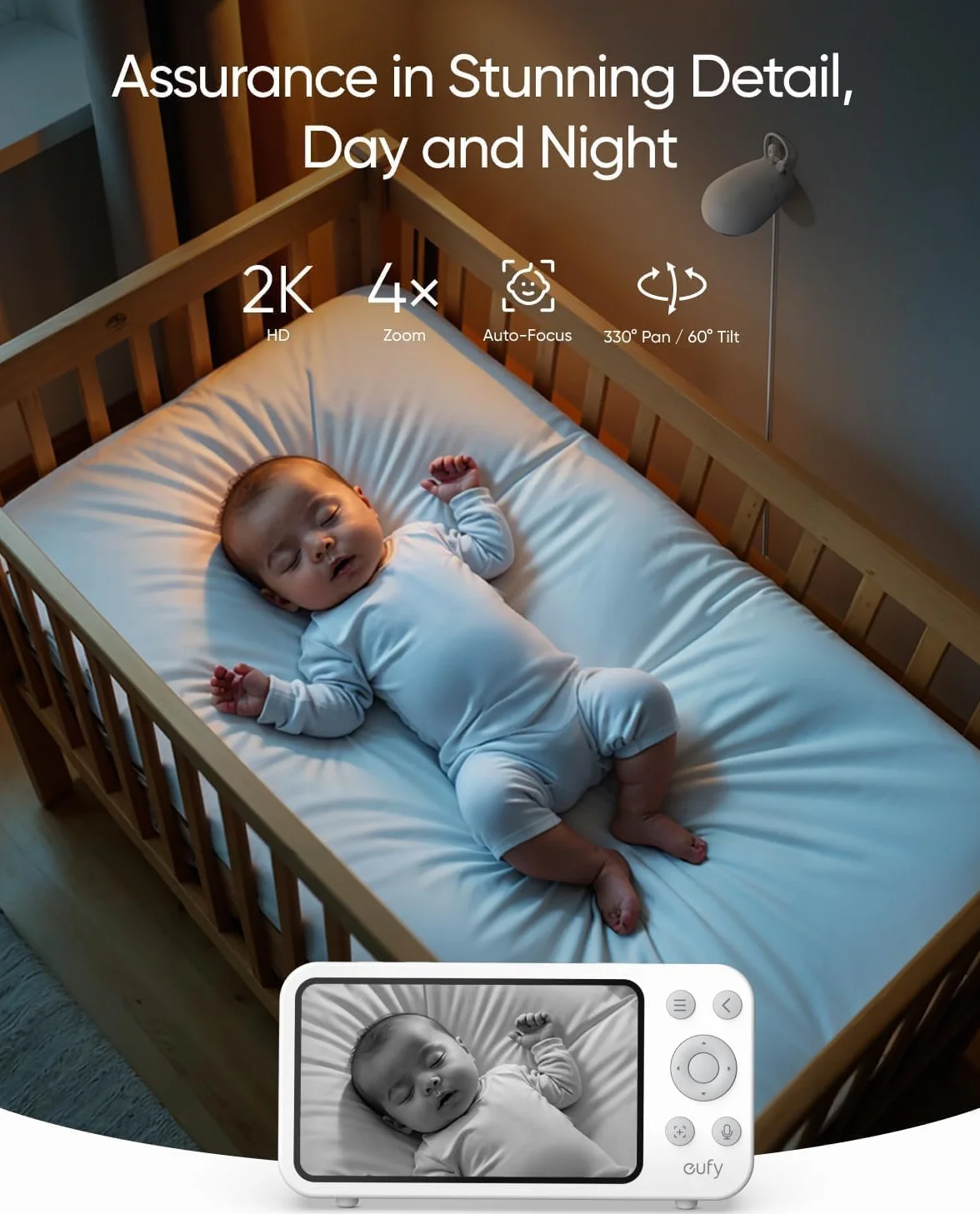 eufy Security Babyphone E20, 2K HD, kamera z widzeniem nocnym, ANR, inteligentne alarmy
