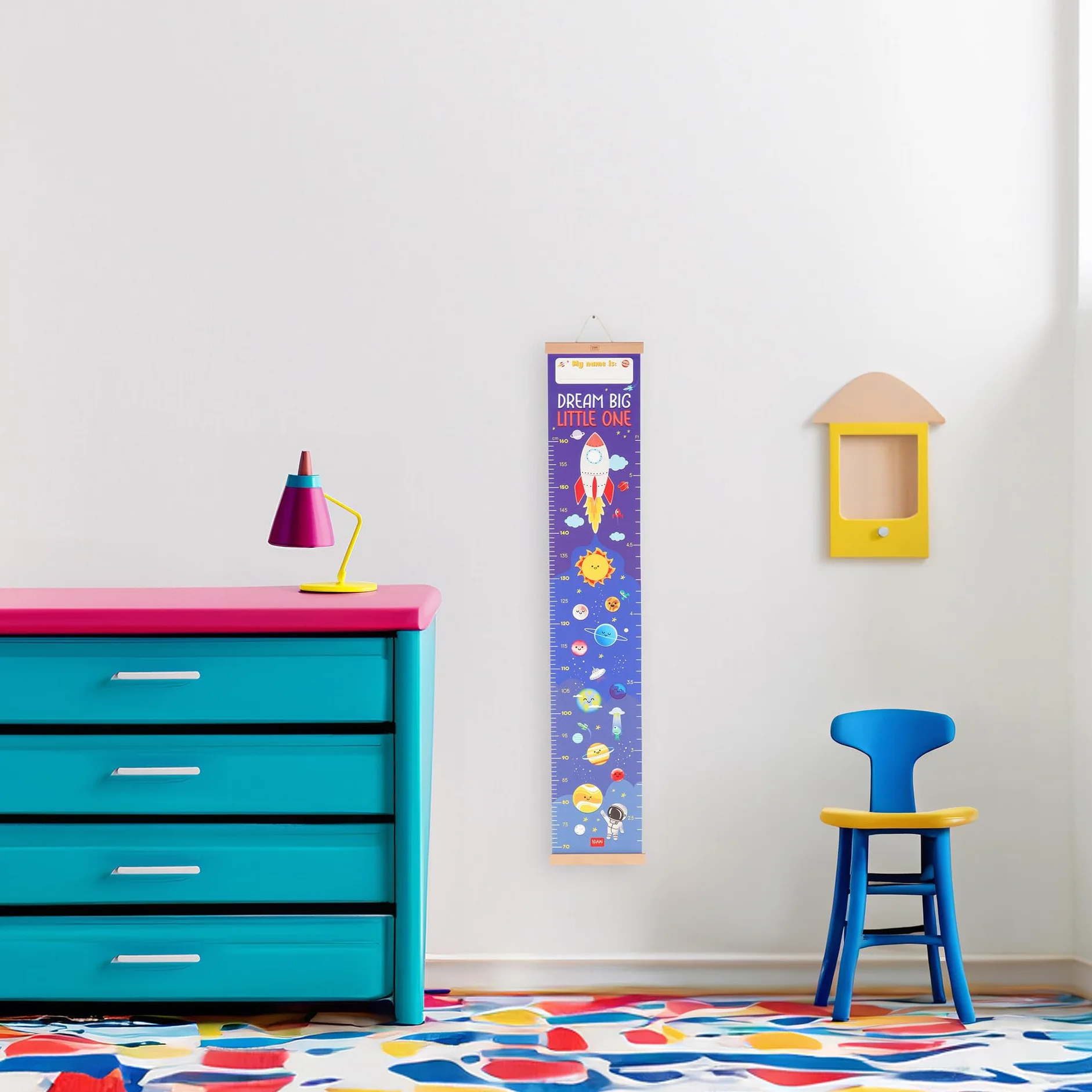 Legami Metro da Parete Dream Big Little One, Metro Altezza Bambini 160 cm, 41 Stickers, Listelli Legno, Tema Space