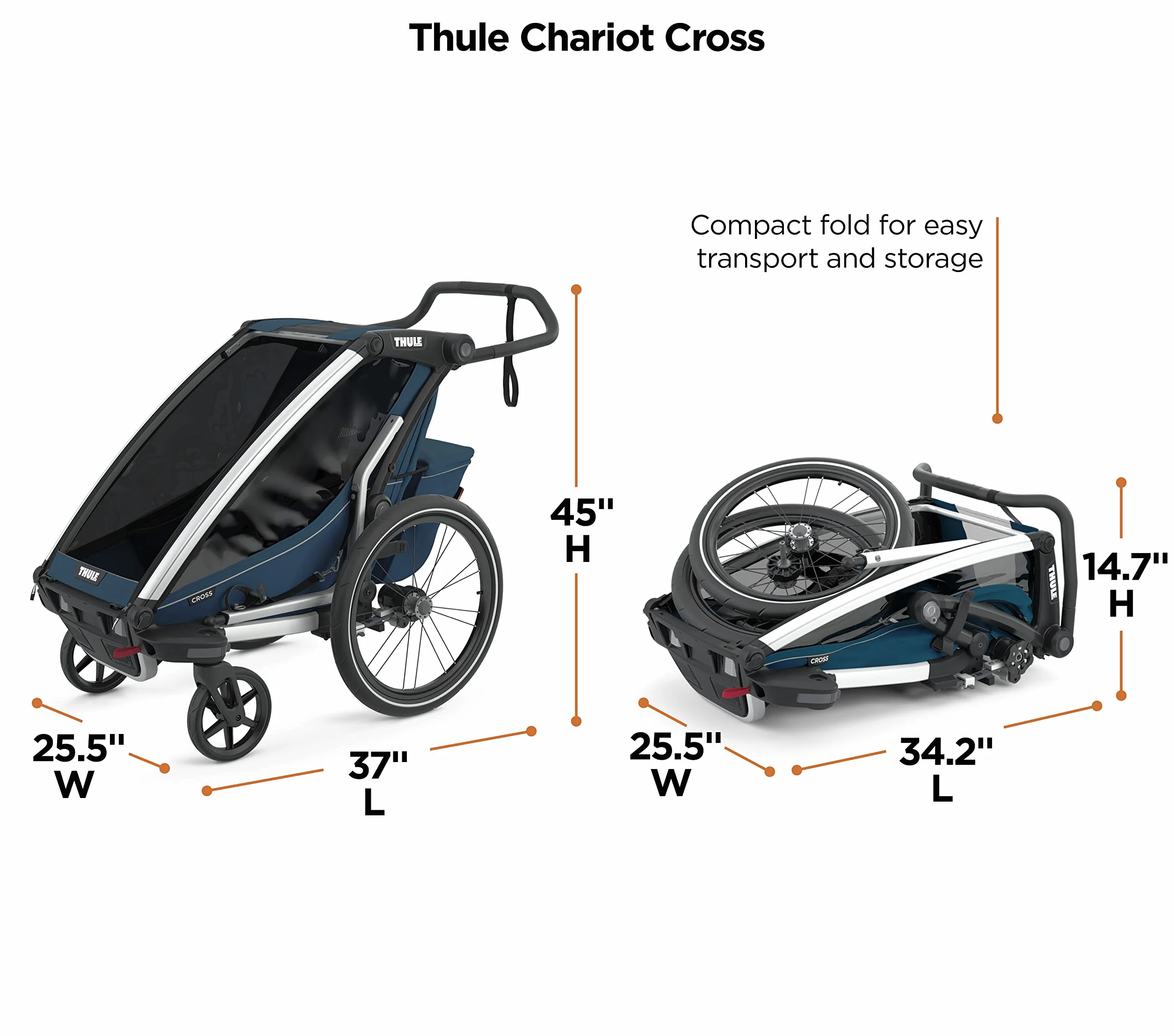 Thule Chariot Cross Rimorchio Passeggino Maiolica Blu Unisex-Adulti