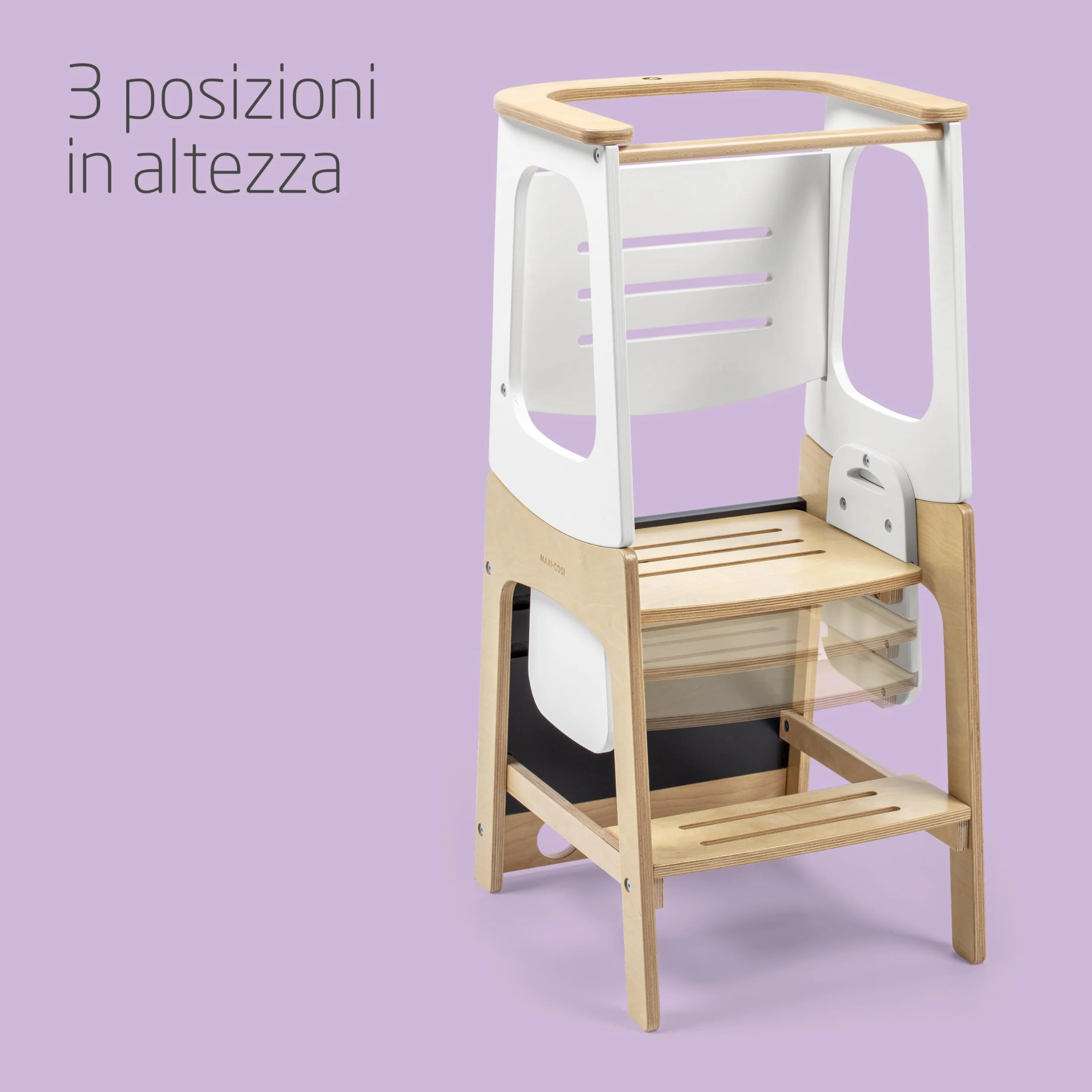 Maxi-Cosi Toucan Torre Montessoriana Bambini in Legno Regolabile in Altezza Convertibile Tavolo Sedia Portata 150kg FSC 100% Natural Wood