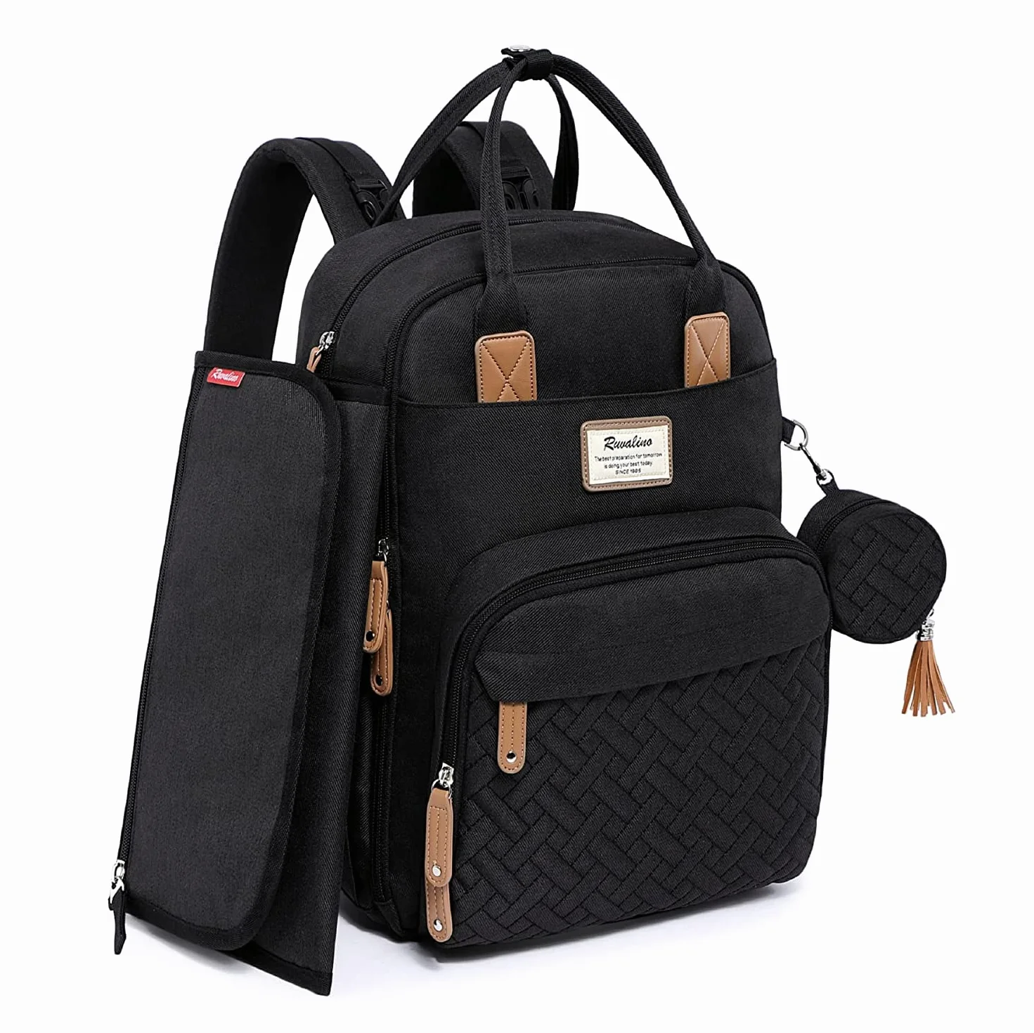 RUVALINO Borsa Zaino Fasciatoio Multifunzione con Porta Ciuccio e Cinghie per Passeggino