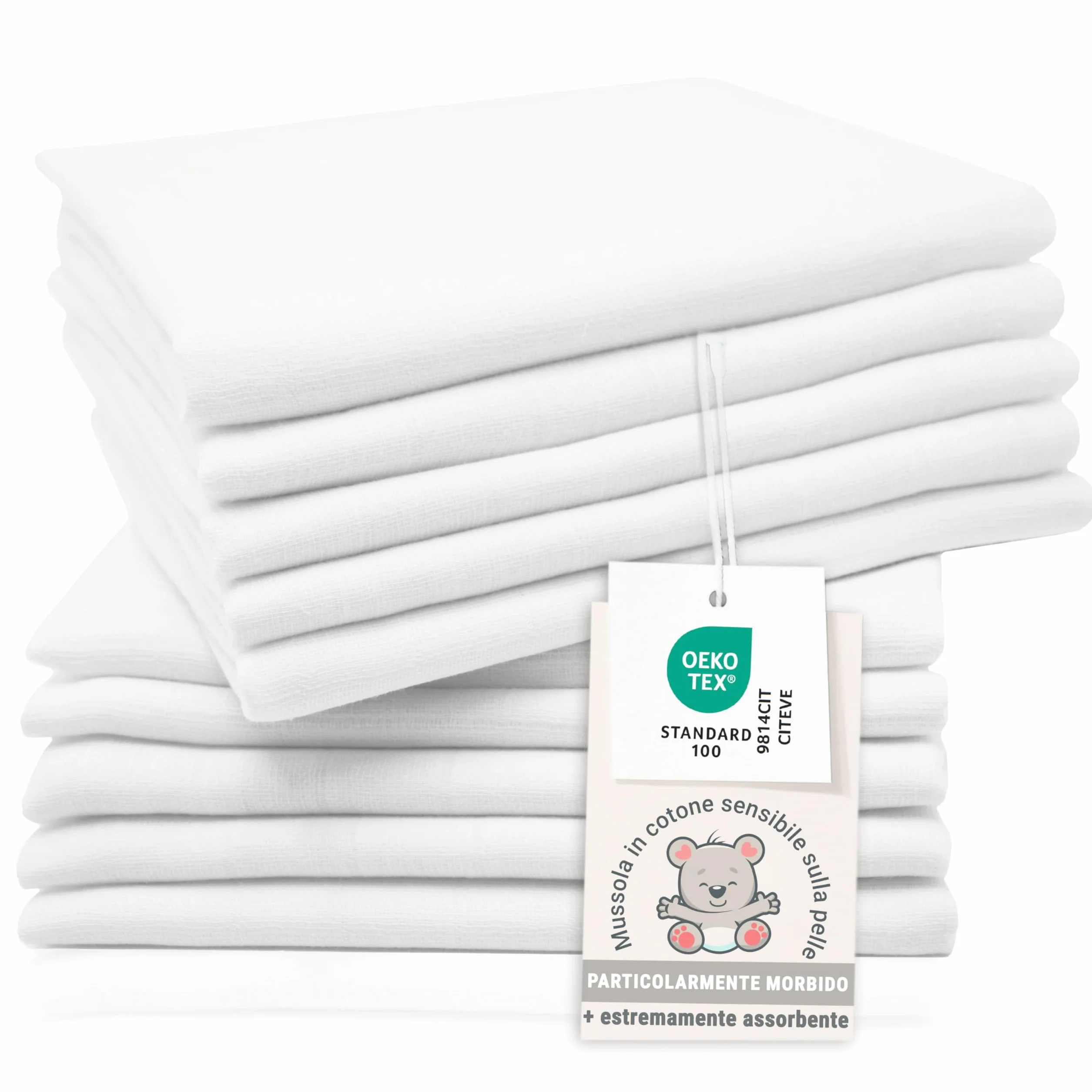 ZOLLNER 10 mussole 80x80 cm cotone bianco lavabili 95°C