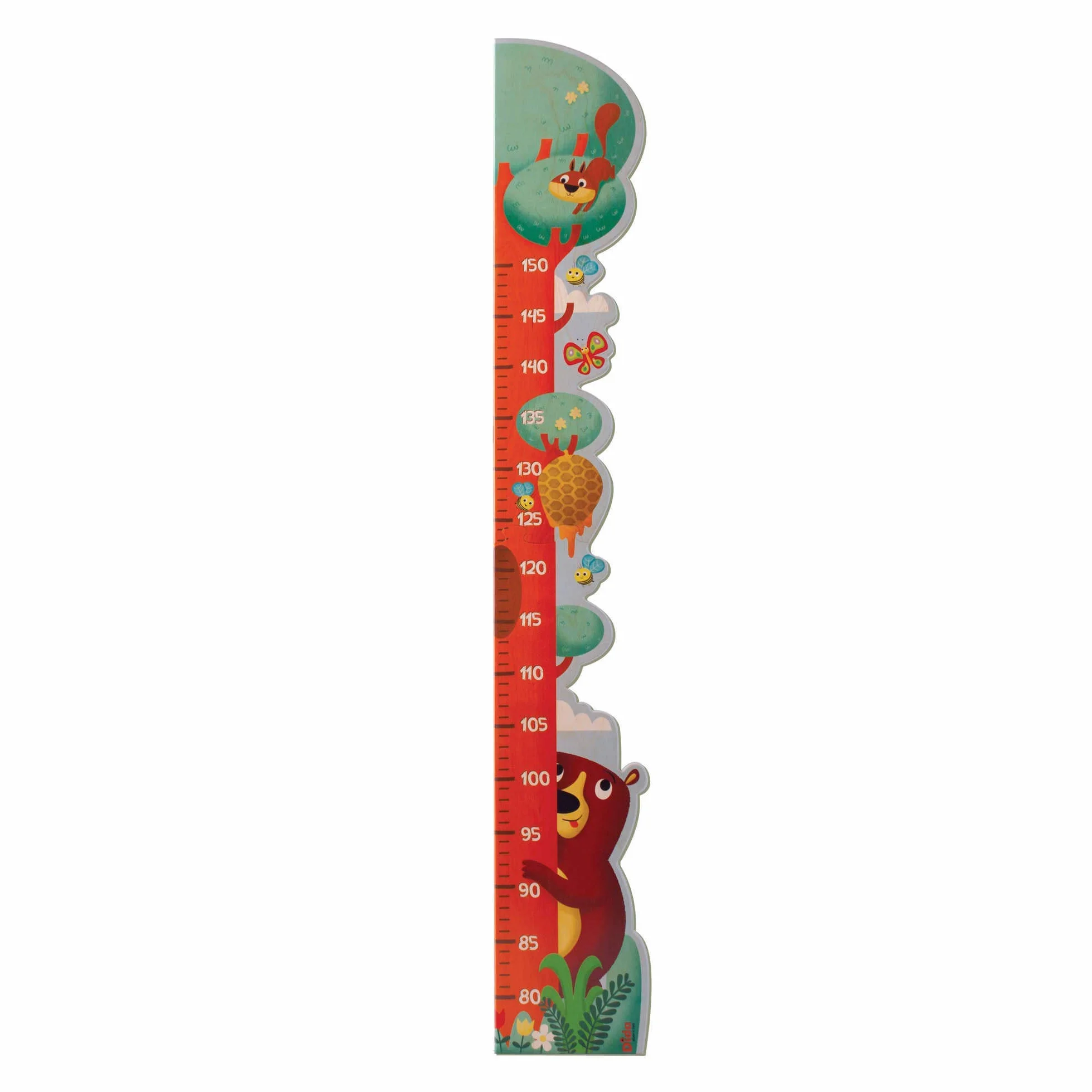 Metro Crescita in Legno per Bambini a Forma di Albero con Orso, Legno di Betulla, 80-150 cm, Made in Italy