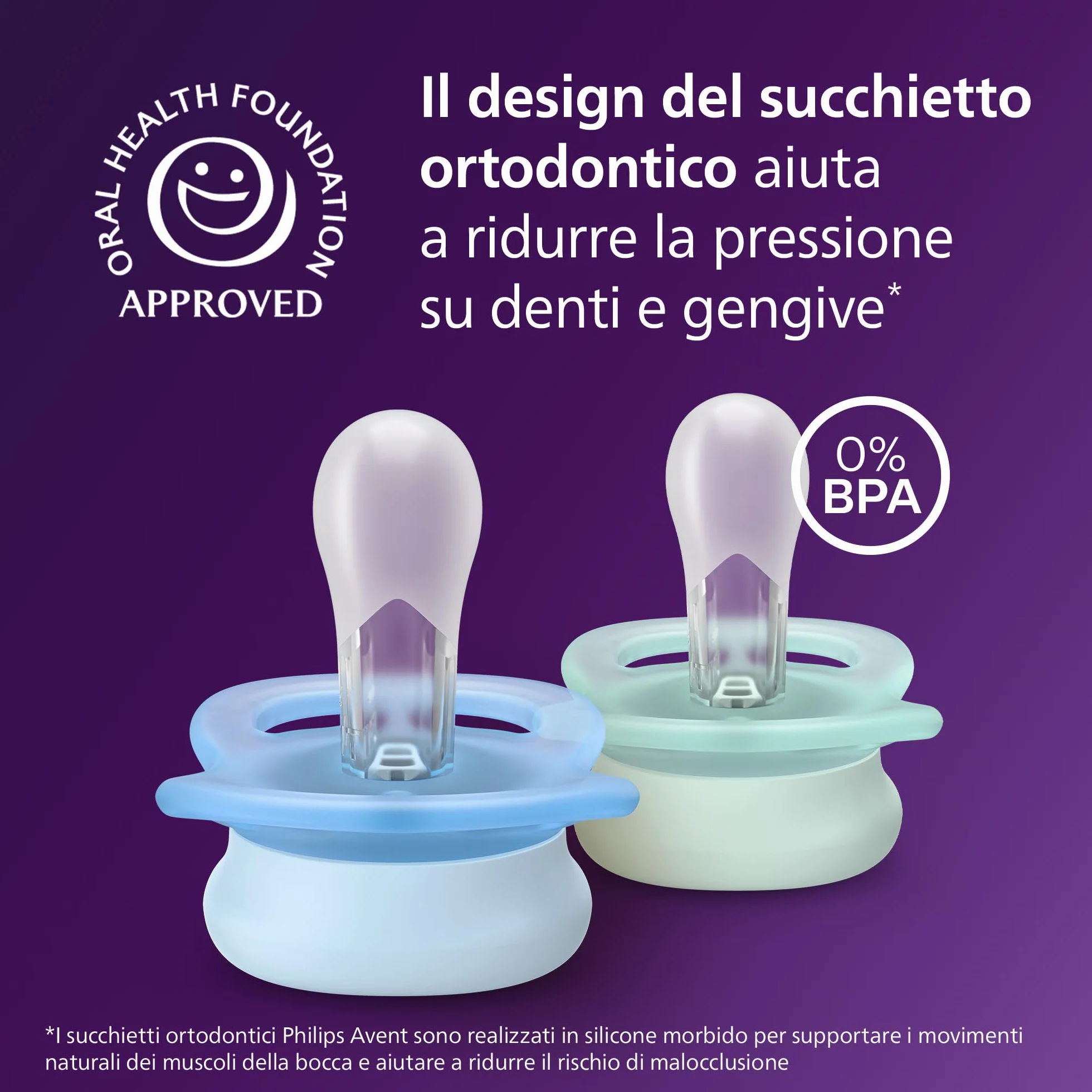 Philips Avent Ultra Start Ciuccio ortodontico neonati silicone senza BPA custodia sterilizzazione confezione da 2 SCF075/12