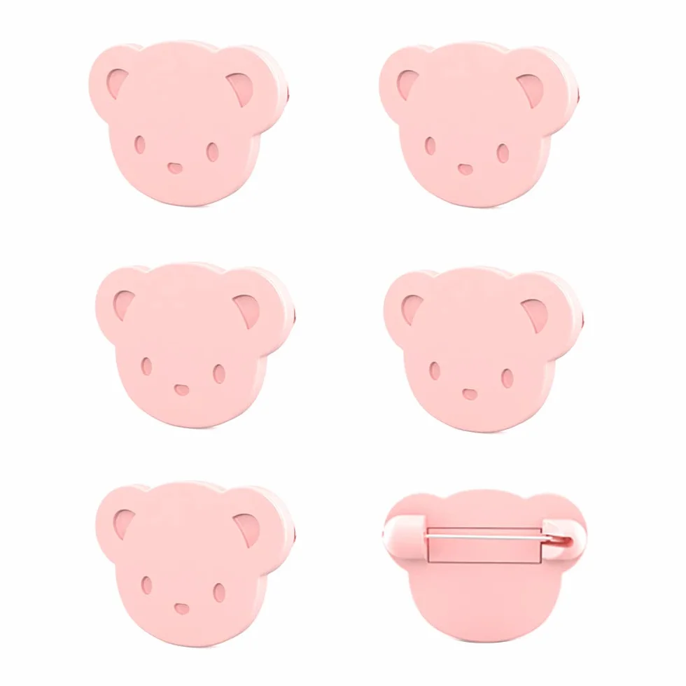 Clip di sicurezza per bambini in plastica, 6 pezzi multifunzione per vestiti tovaglie pannolini orso rosa