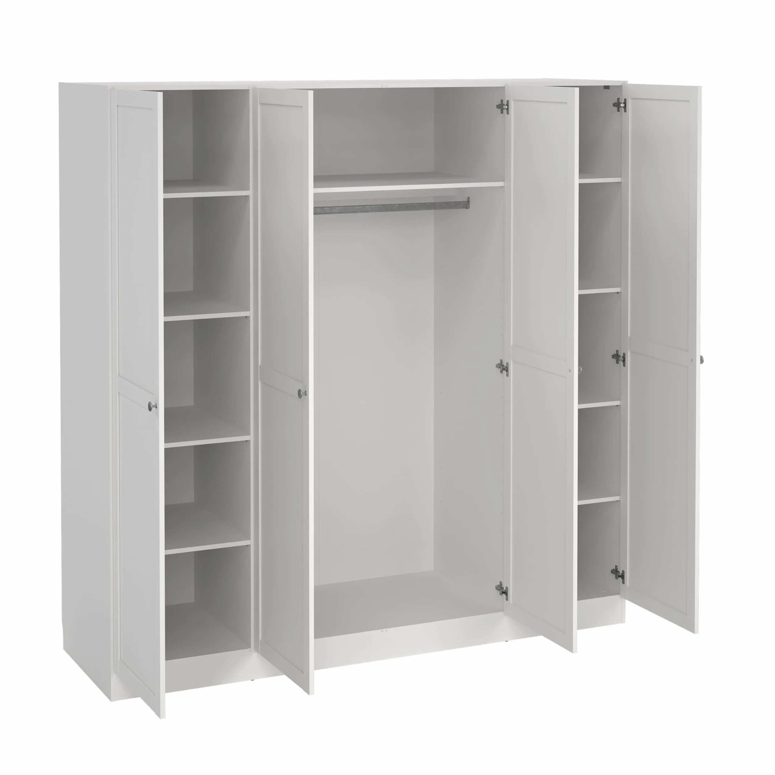 Armadio a 4 ante a battente in legno laminato 195,5x200,1x61,6cm bianco Jackson Hickory