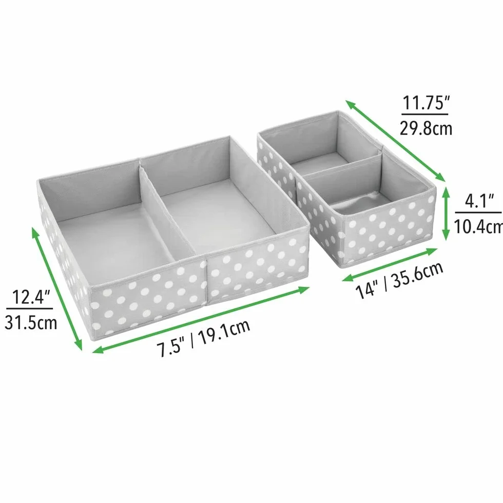 mDesign Set 2 Pieghevoli Organizer Armadio Contenitore Fibra Sintetica Grigio/Bianco