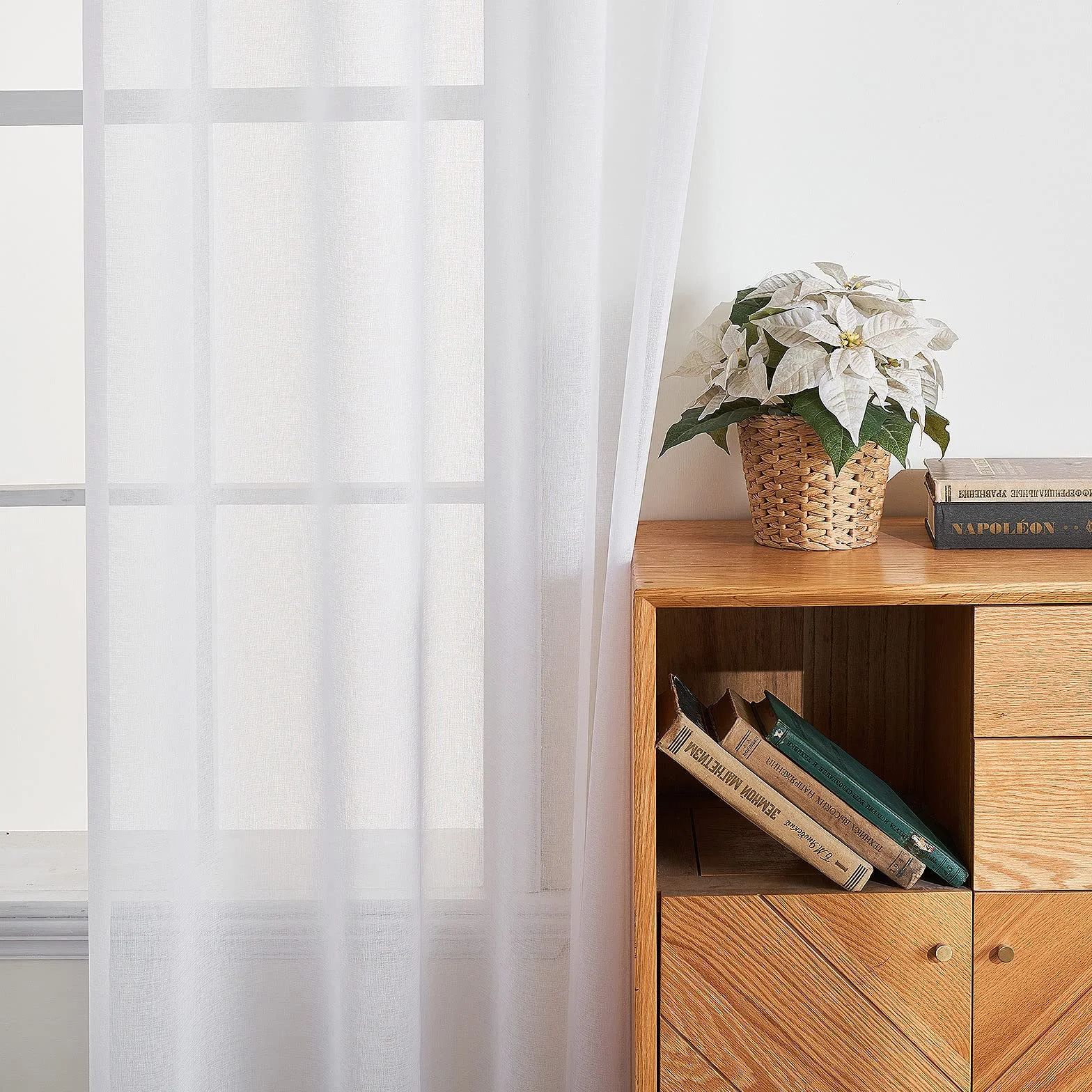 Tenda in Voile Trasparente con Occhielli 200x225 cm Bianco EMEMA
