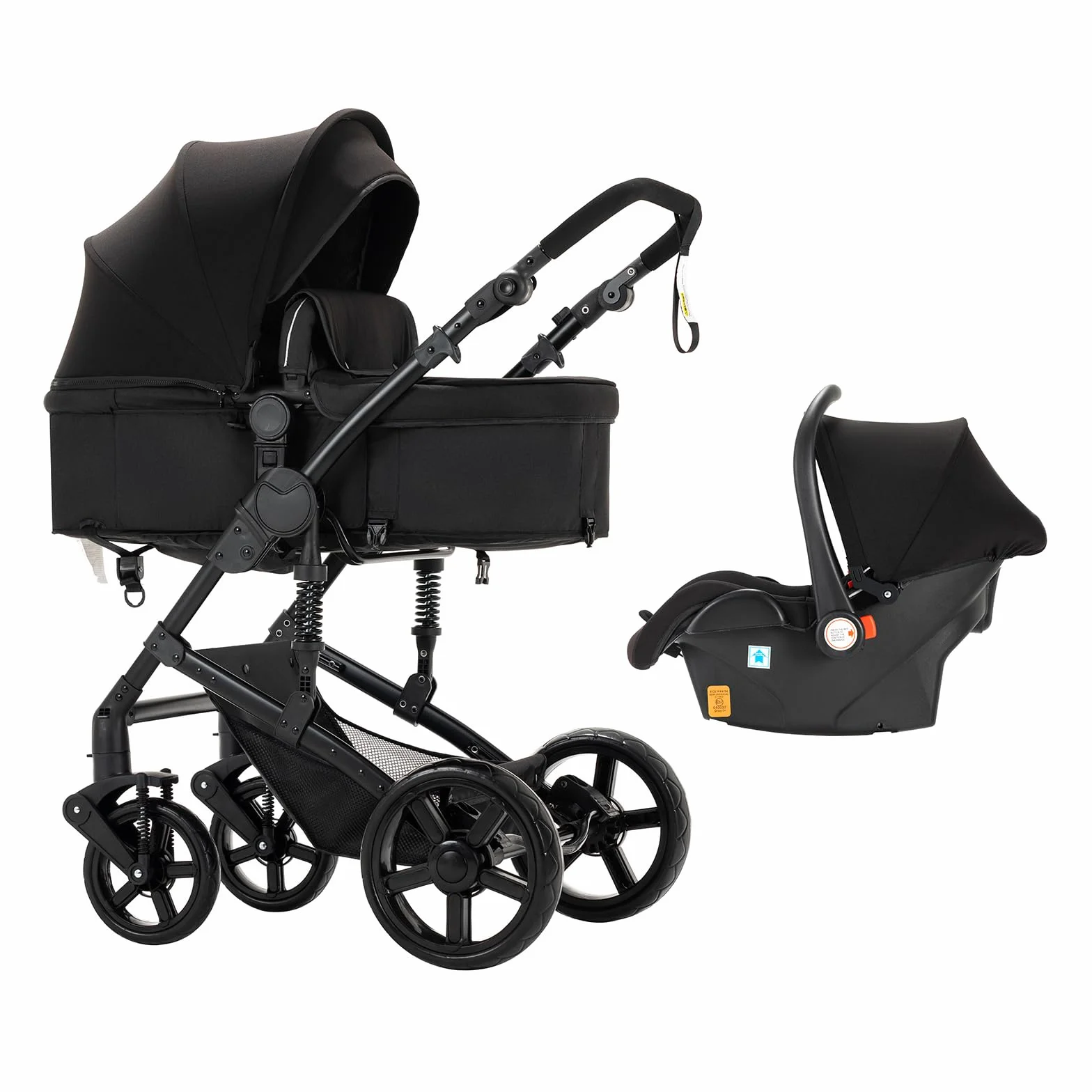 Magic ZC Passeggino Trio 3 w 1, Carrozzina Neonati Pieghevole, Spinta Reversibile, Czarny