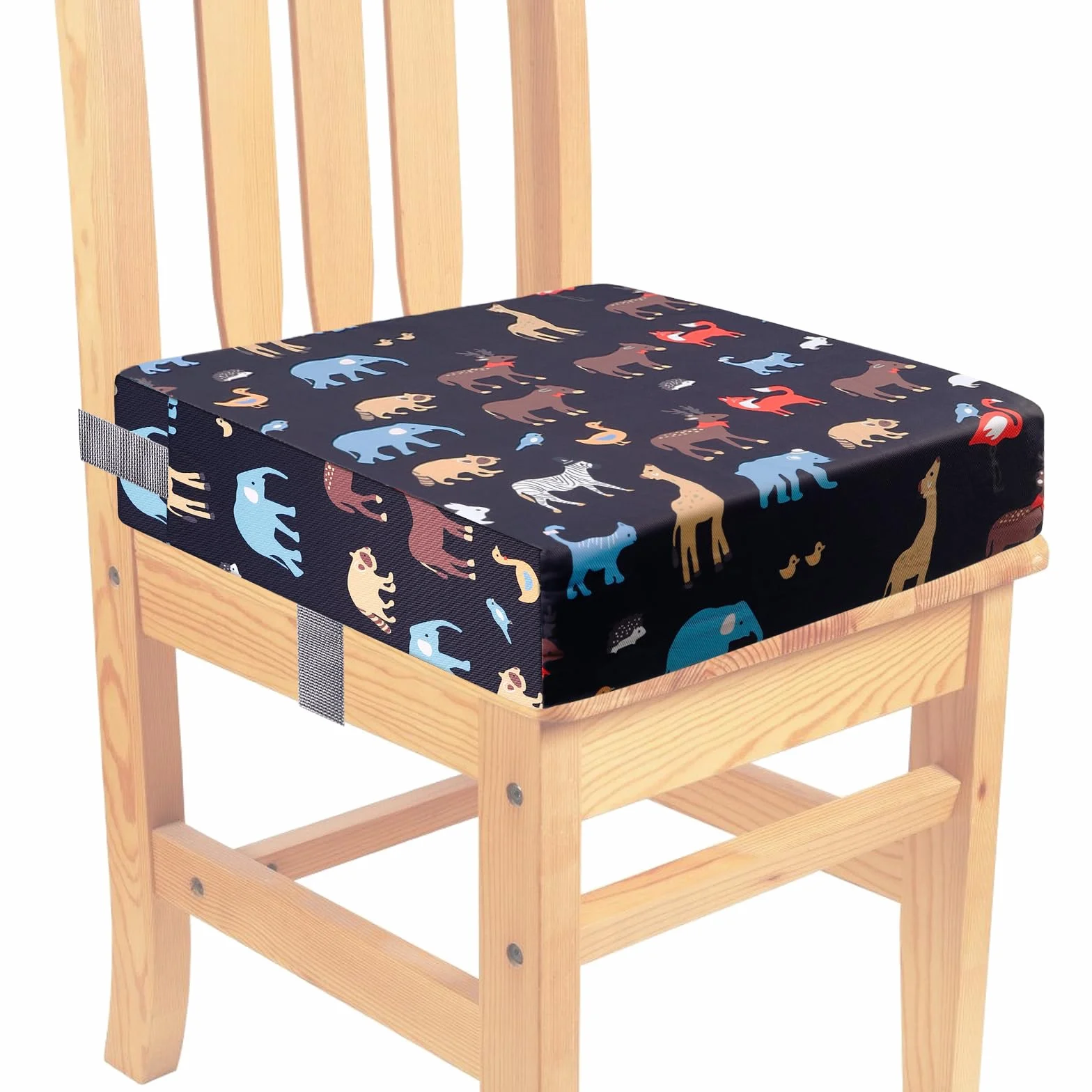 Rialzo da Sedia per Bambini 32x32x8cm Cuscino da Tavolo Cartoon con Cinghie di Sicurezza Nero