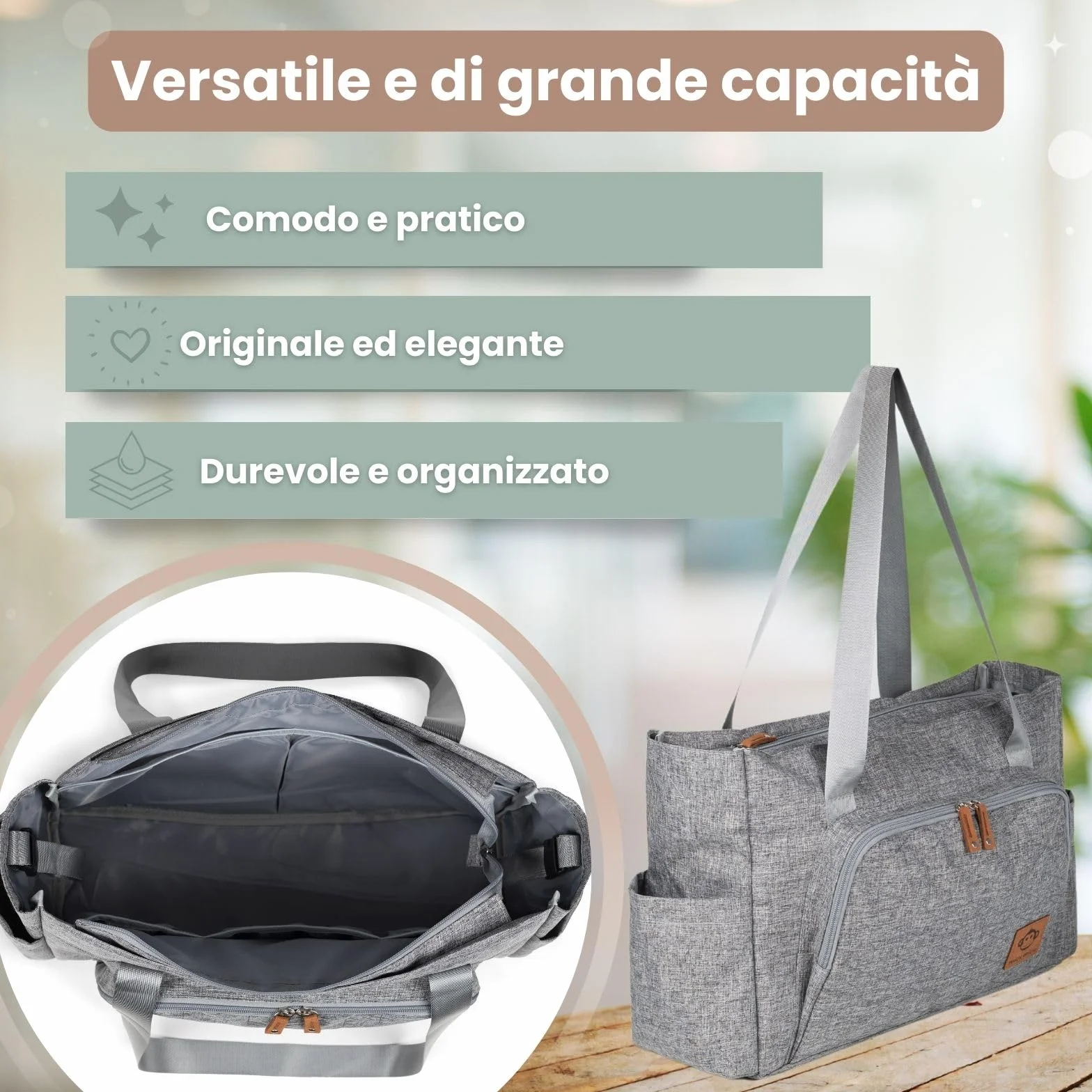 Borsa Passeggino Universale Borsa Parto Ospedale Mamma Fasciatoio Portatile Neonato Impermeabile 50x14x30cm