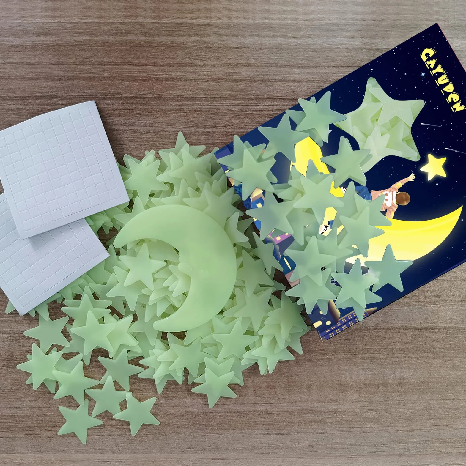 Adesivi da Parete Stelle Luminose Fluorescenti Lungo Luminosità Fosforescenti per Soffitto Camera Bambini