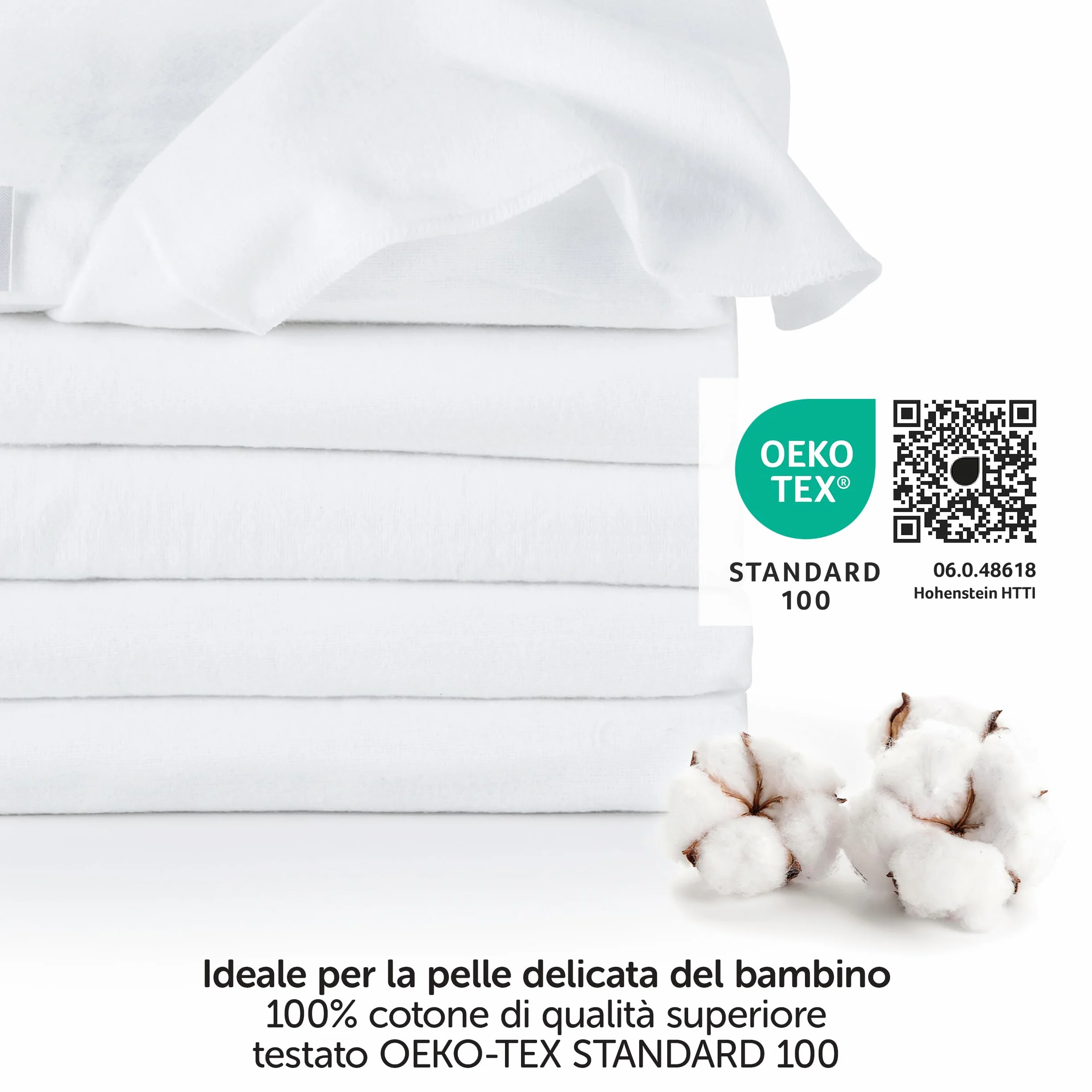 Mussole Neonato 80x80 5 Pezzi Oeko-Tex Standard 100 Teli Assorbenti Bianco