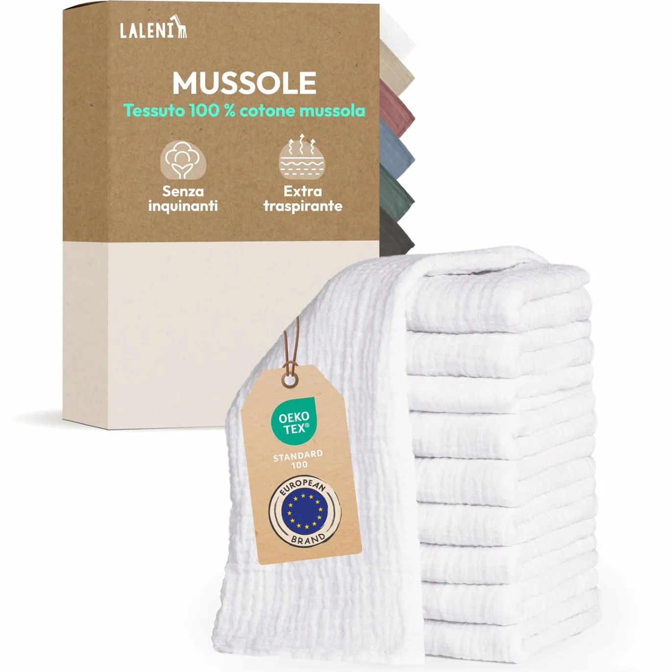 Asciugamani Neonato 70x70cm Set da 10 - Lavette in Cotone Morbido per Pelli Sensibili