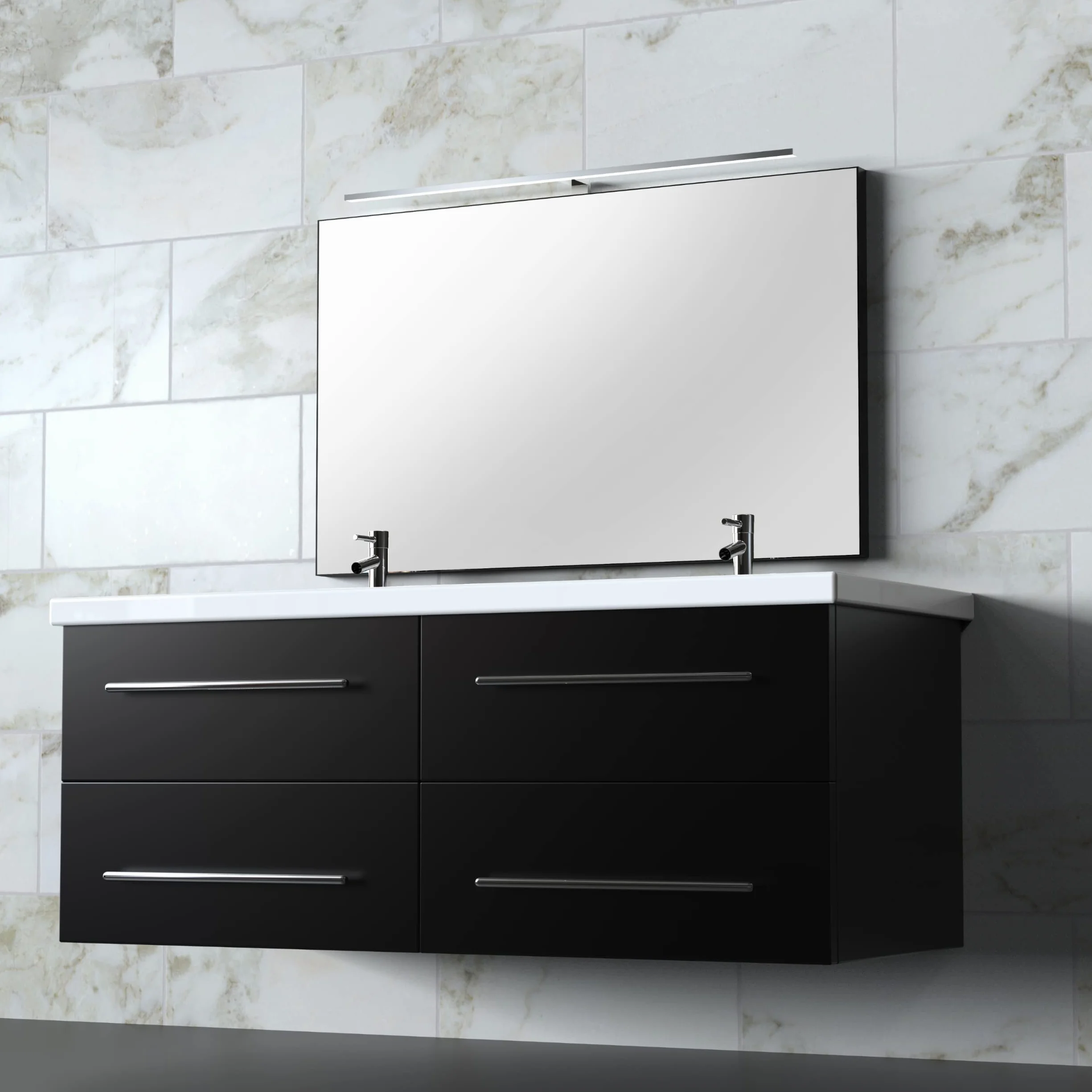 kalb | 80cm LED lampada da bagno lampada a specchio lampada a specchio 230V, grigio argento (bianco neutro)