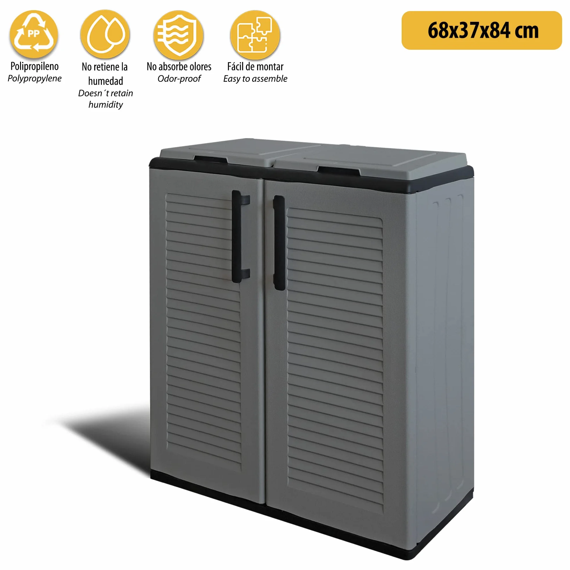 Art Plast Armadio a Mezza Altezza Polipropilene Linea Eco 680 x 370 x 840 mm Grigio