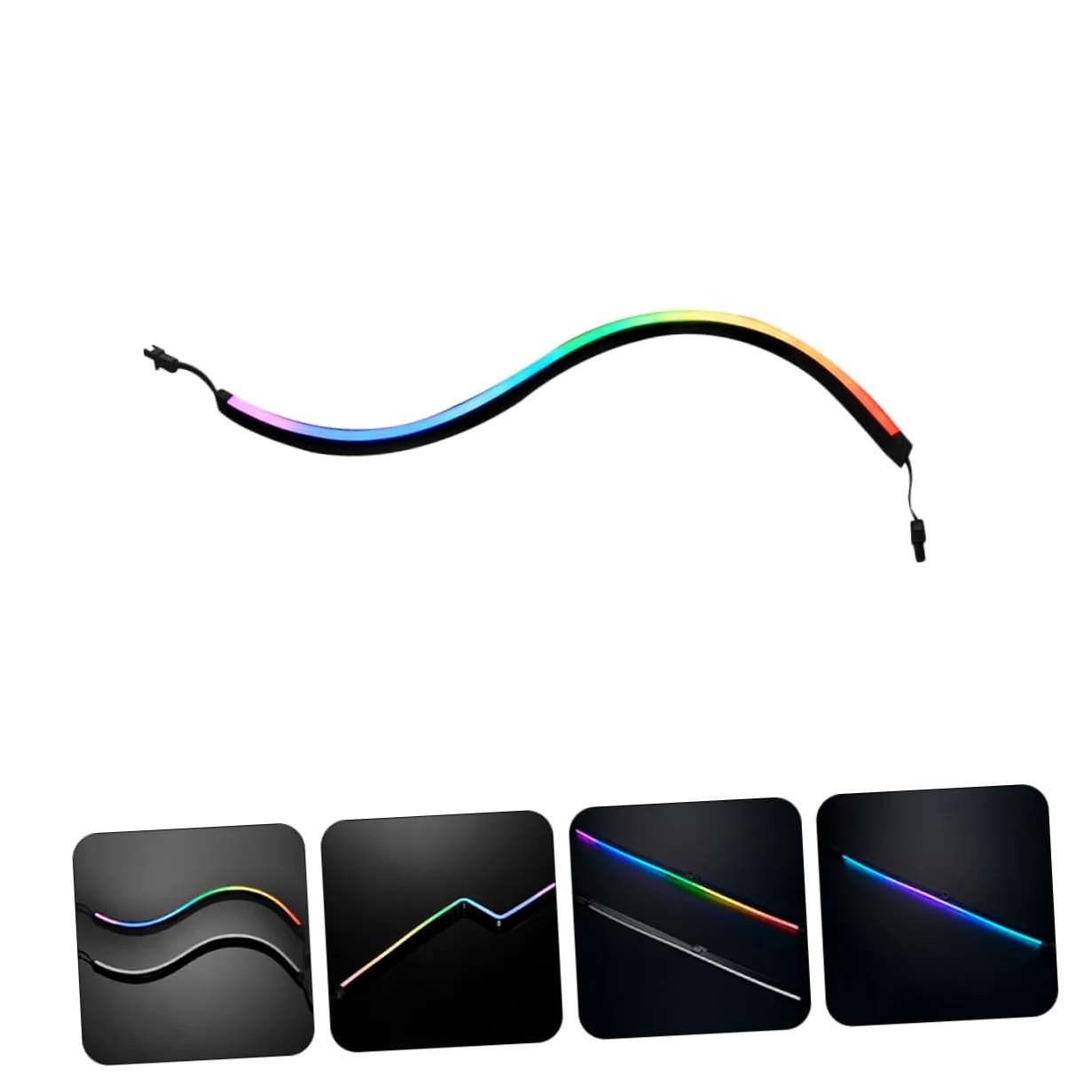 DOITOOL Barra Luminosa Rgb per Computer 5v 400mm, 2 Pezzi Argb | Nero Abs, 28 LED e Connettore 3 Pin, Adesivi Inclusi per Installazione Interna