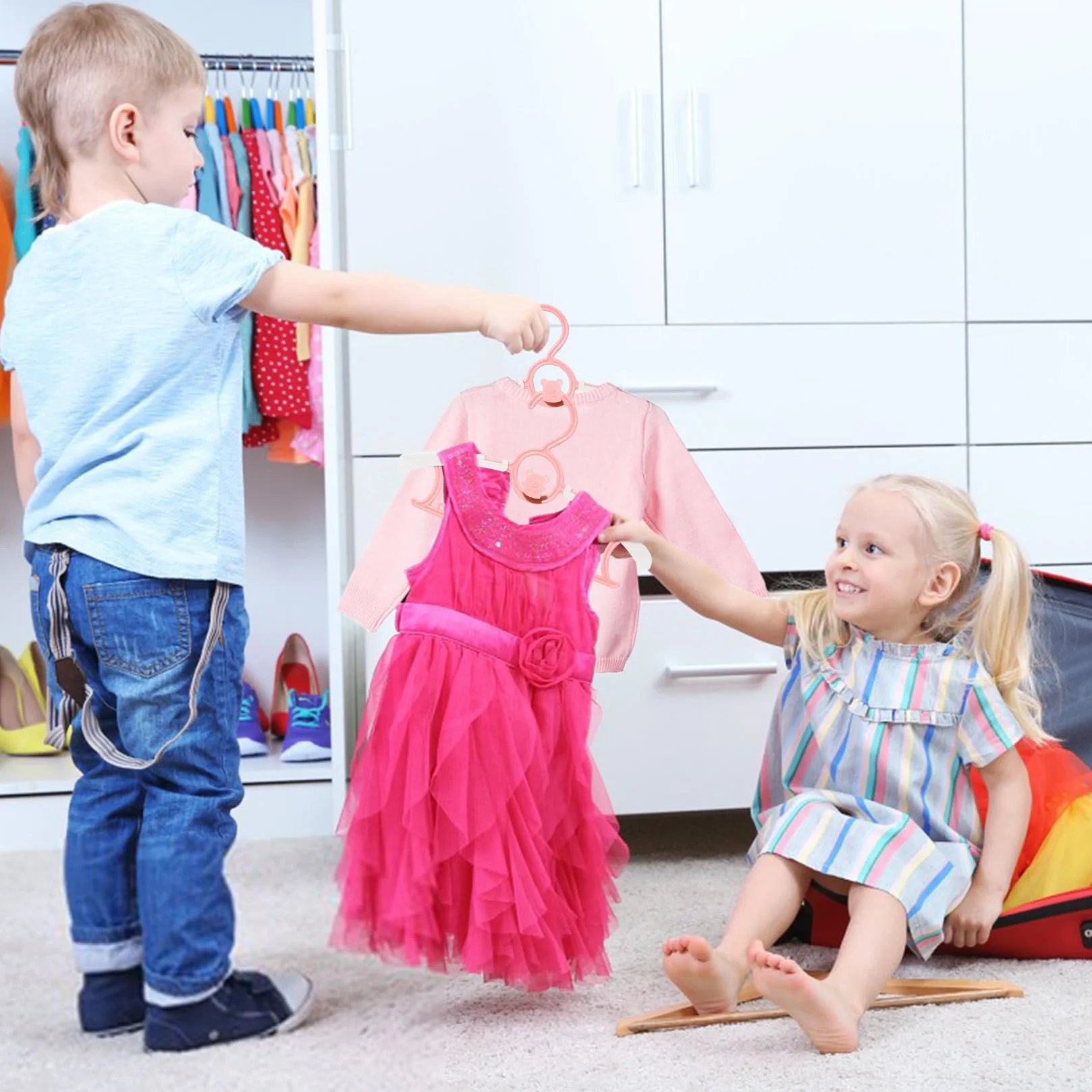 Grucce Neonato Appendiabiti Bambini Estensibile con Ganci Orsetto 20 Pezzi