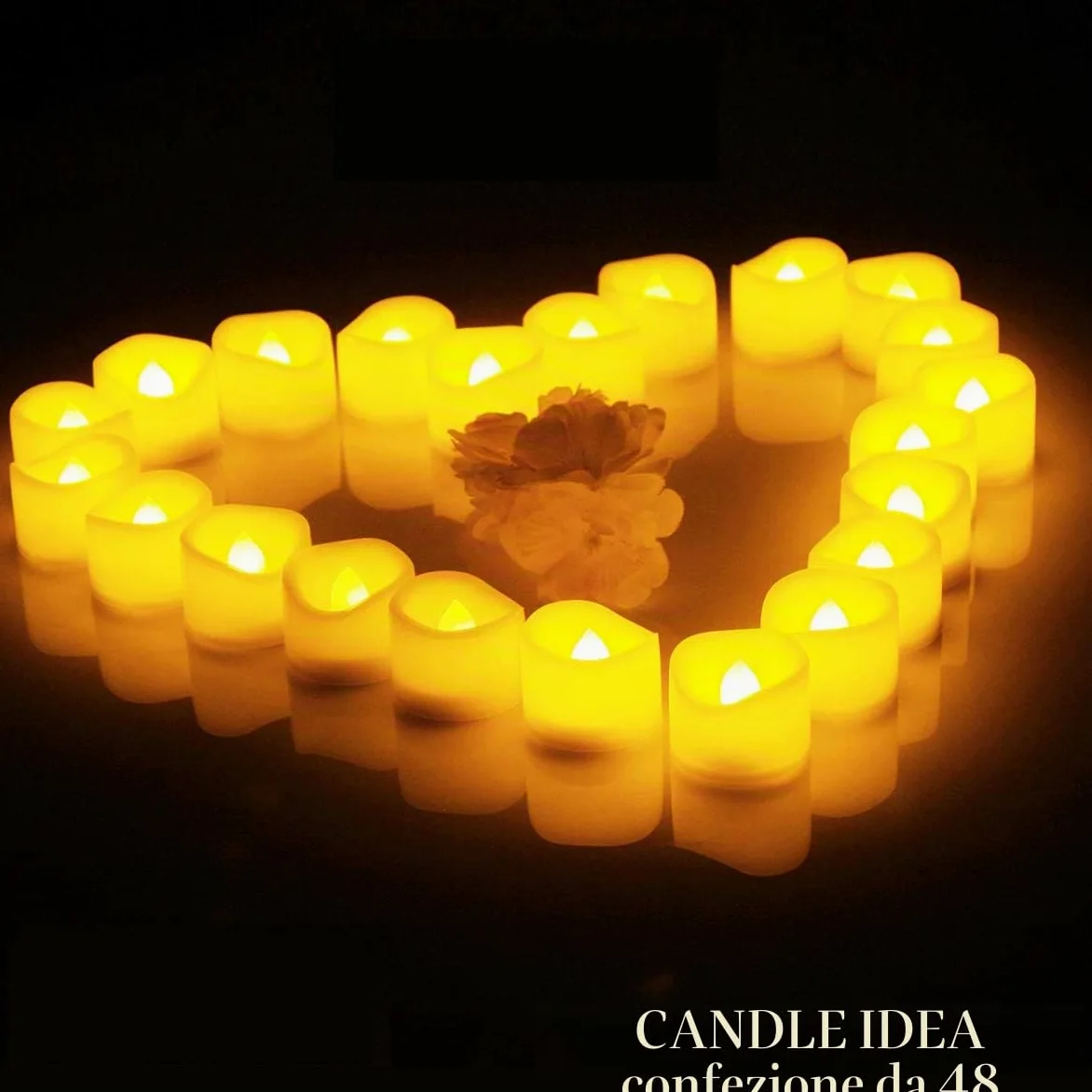48 pz LED senza fiamma tremolante candela votiva a batteria tremolante tremolante LED candeline sfarfallio sfarfalsi candele per Halloween, Natale, decorazioni per feste di nozze, ecc. (bianco caldo)