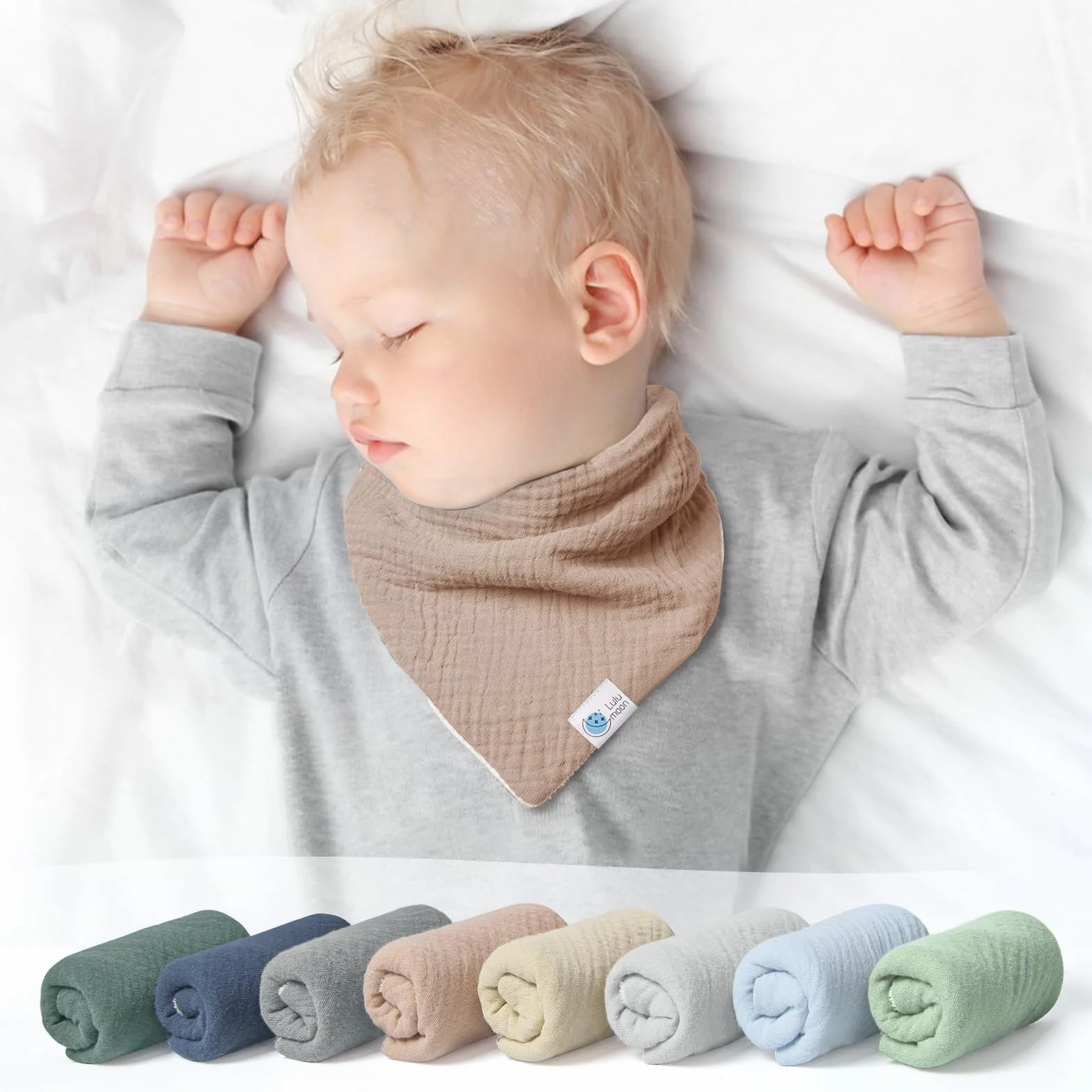 Bavaglino in Mussola per Neonati 100% Cotone Triangolare Bambine Ragazzi