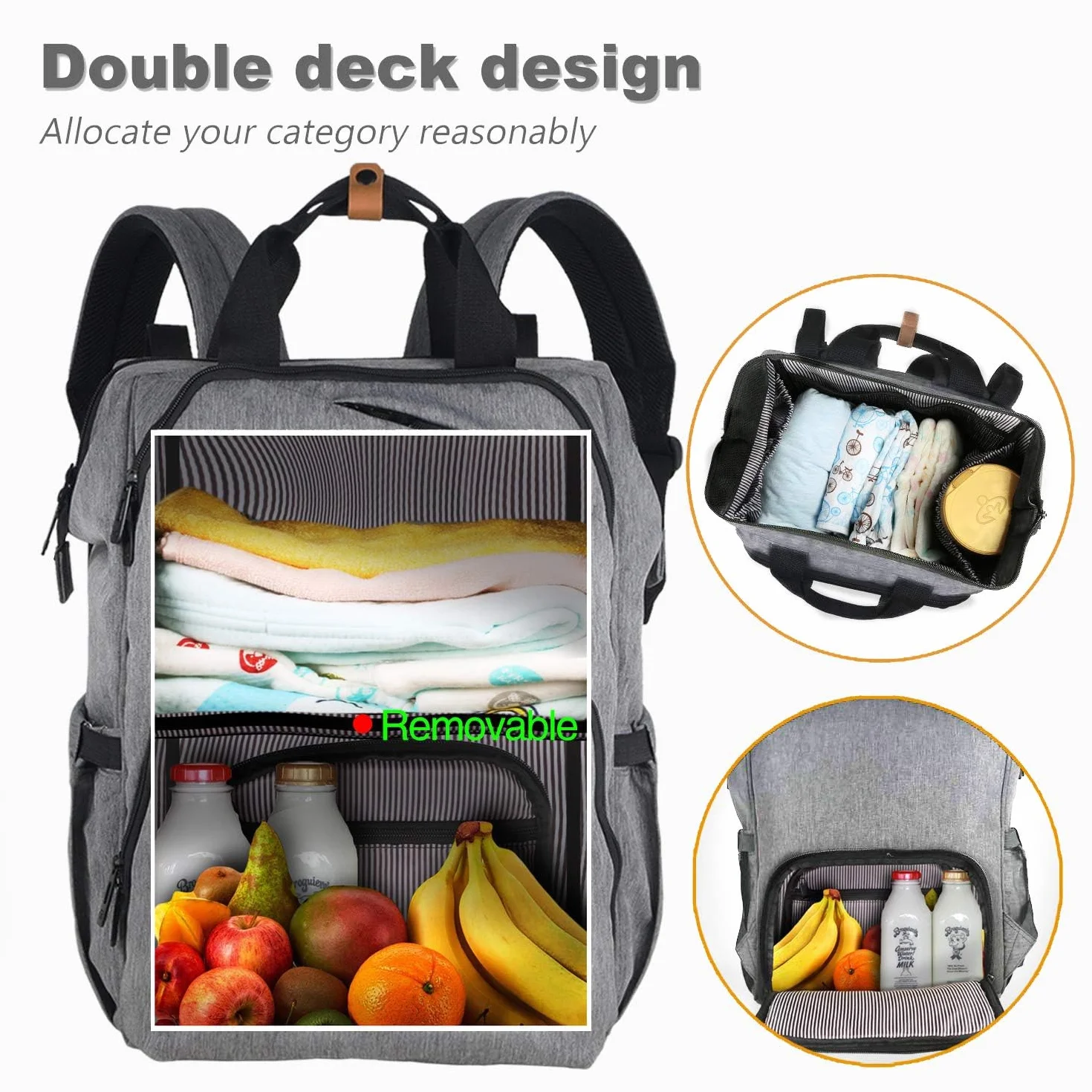 Borsa per pannolini per neonati Zaino impermeabile con cinturini per passeggino