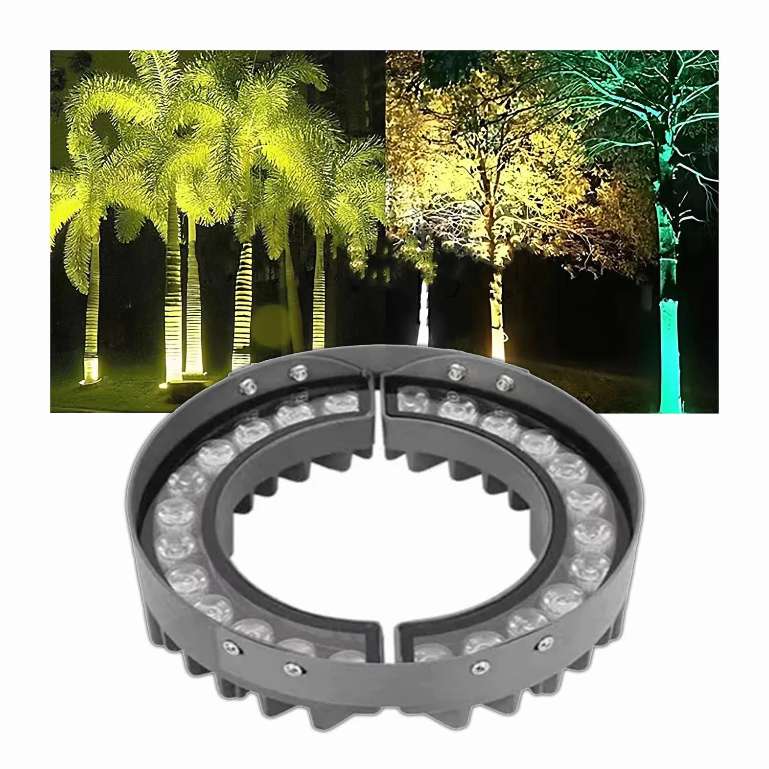 Luci Per Alberi Ad Anello Esterno Fatte Durare, Illuminazione Paesaggistica | AC110V/220V, IP65 impermeabile, per palme, piante, cortili, cortili, giardini, illuminazione di ville(Red light,2 lights/24W)
