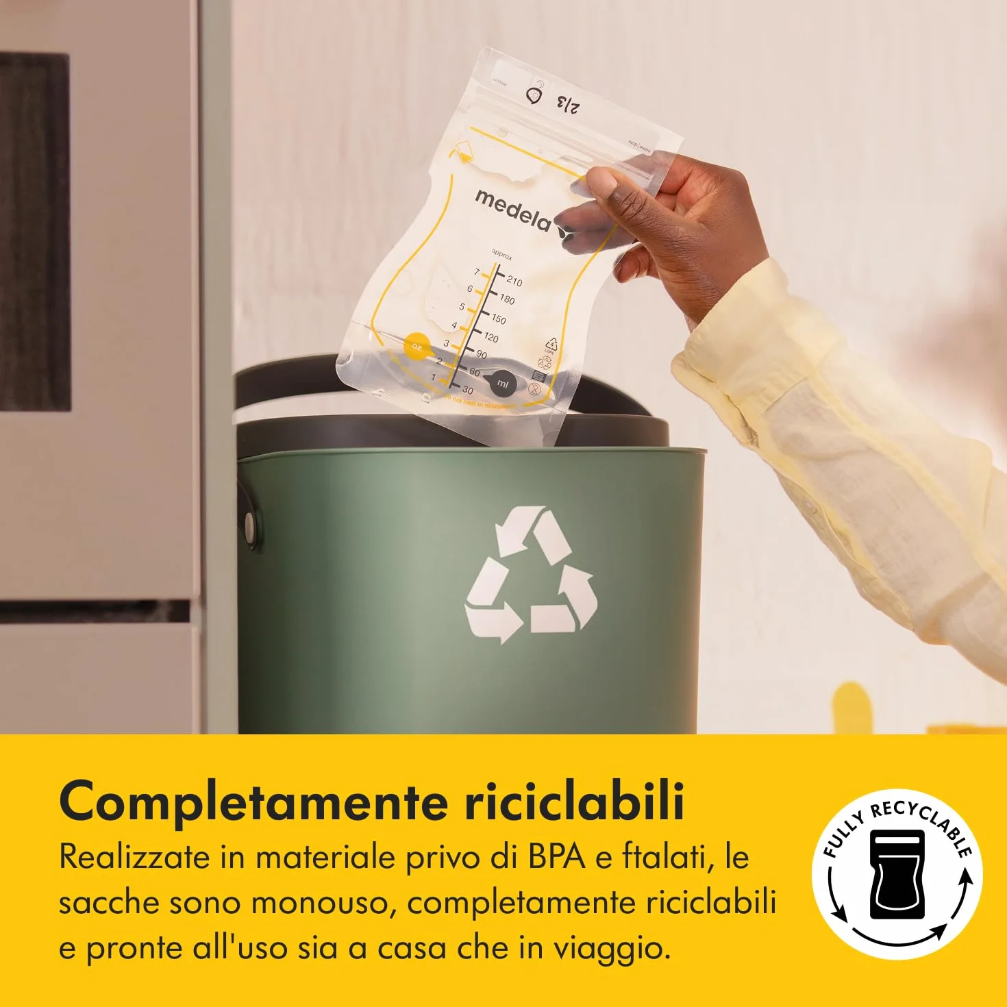 Medela Sacche Monouso Easy Pour Conservazione Latte Materno 210 ml Senza BPA Confezione 100 Pezzi