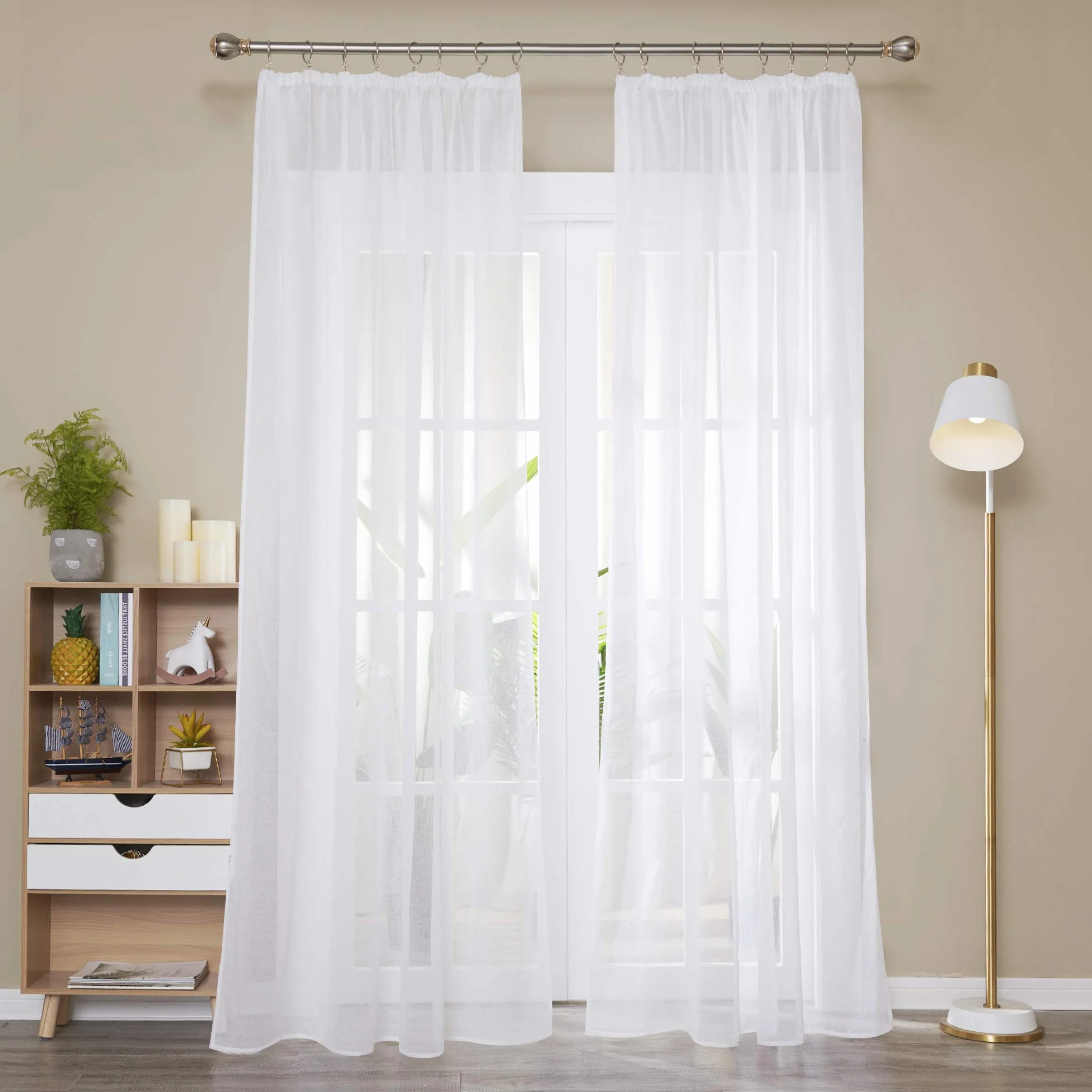 Deconovo Tende Voile per Interni 140x290 CM Bianco 2 Pannelli