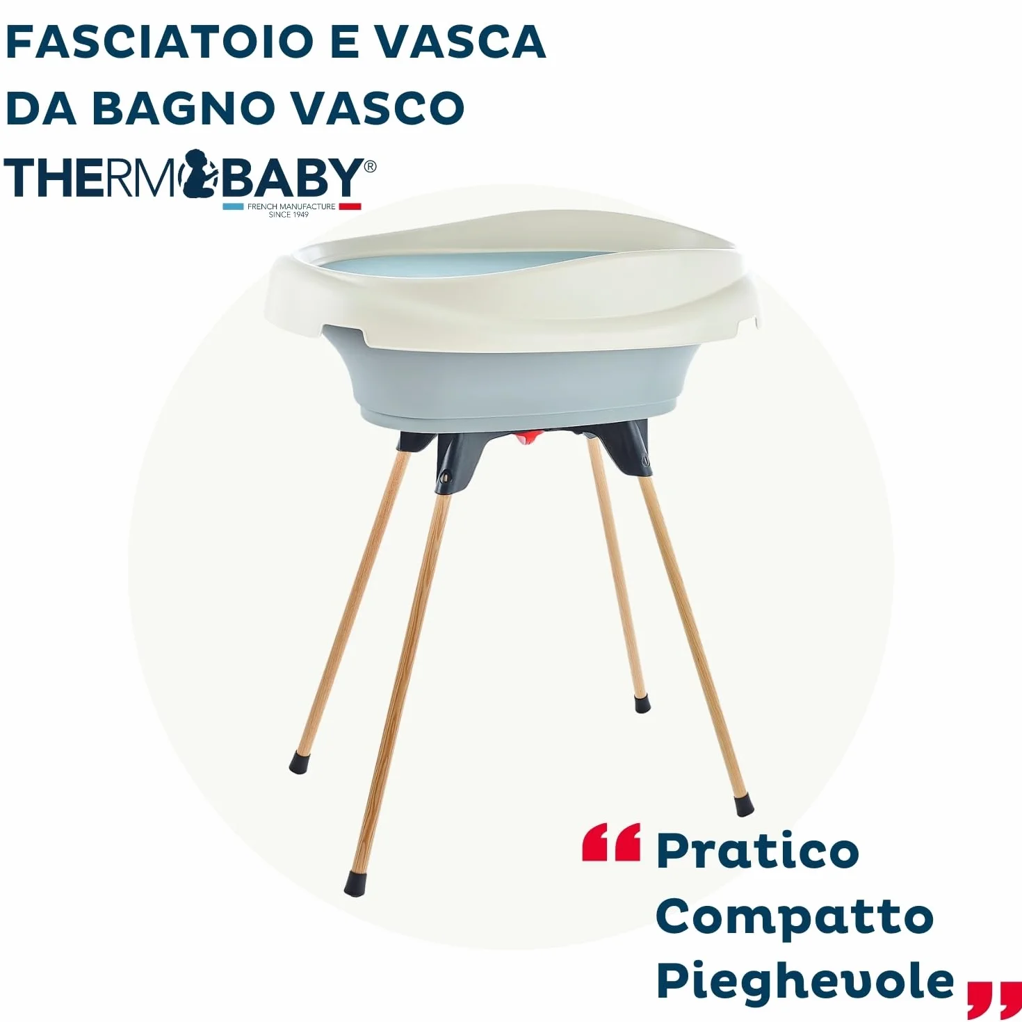 THERMOBABY Kit fasciatoio e vasca da bagno VASCO 2 in 1 dalla nascita fino a 12 mesi 11 kg Made in France