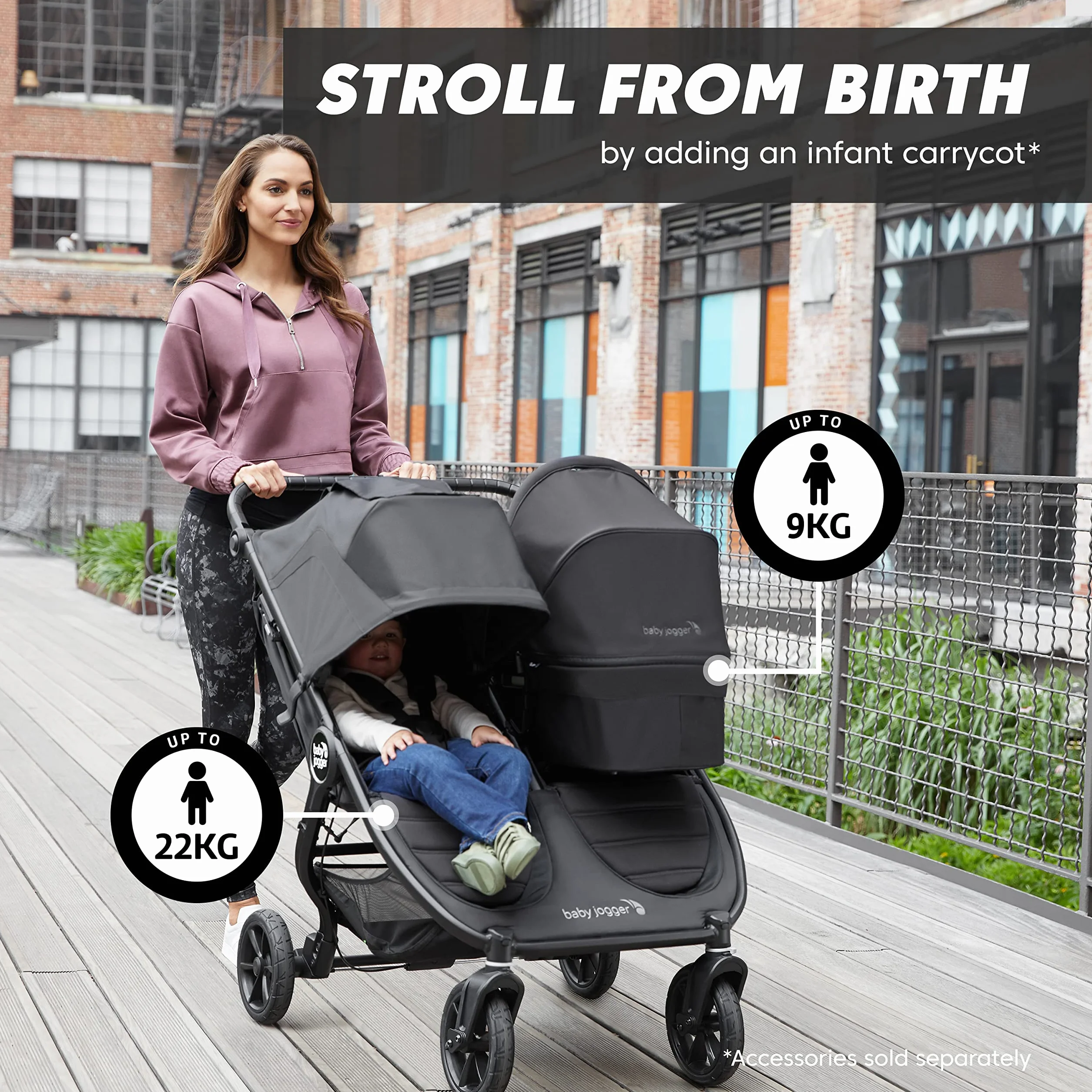 Baby Jogger City Mini GT2 Passeggino doppio leggero pieghevole Nero