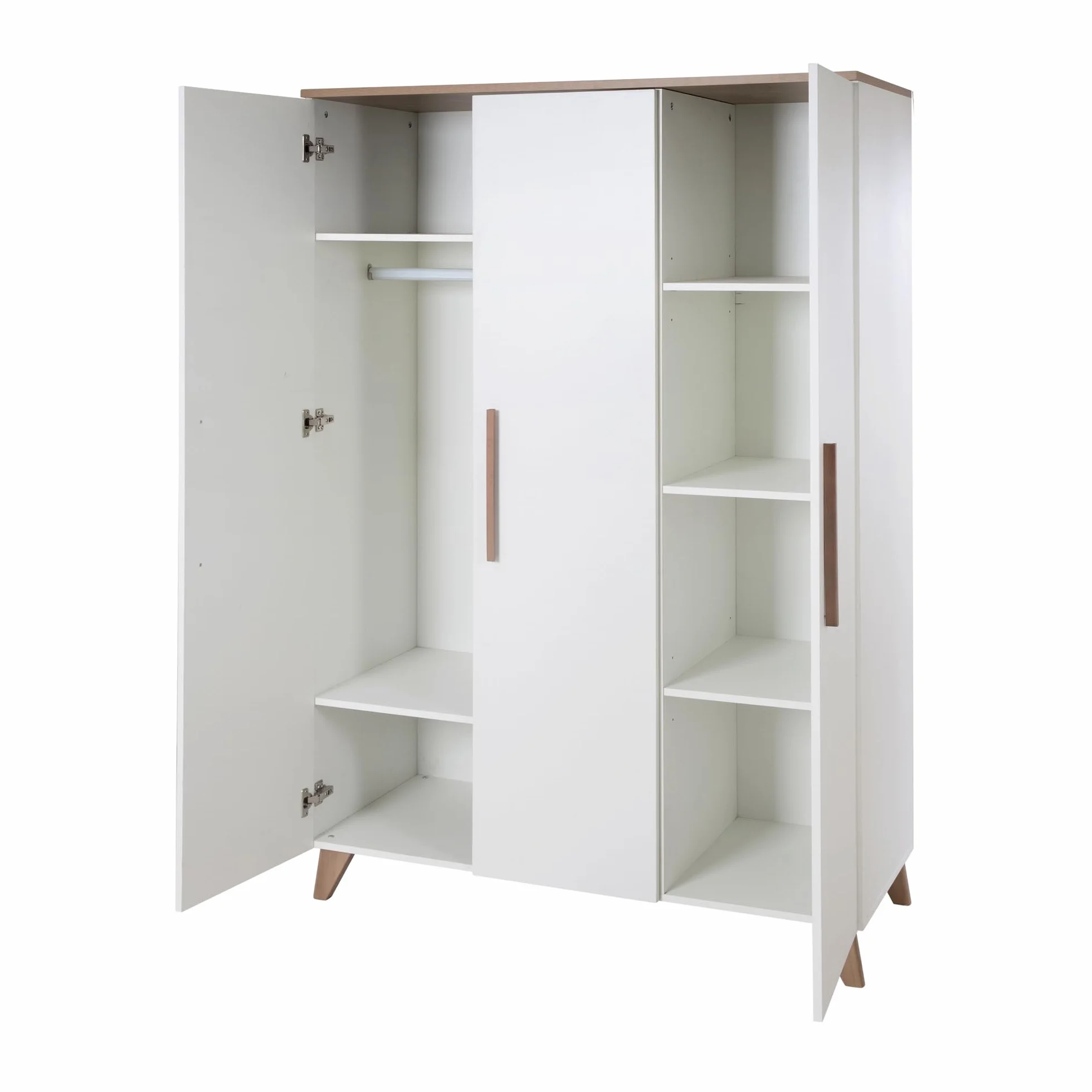 roba Set per cameretta bambini 3 pezzi Lettino 70x140 cm convertibile fasciatoio 3 cassetti armadio bambini Maniglie piedi legno massello Bianco rovere scuro