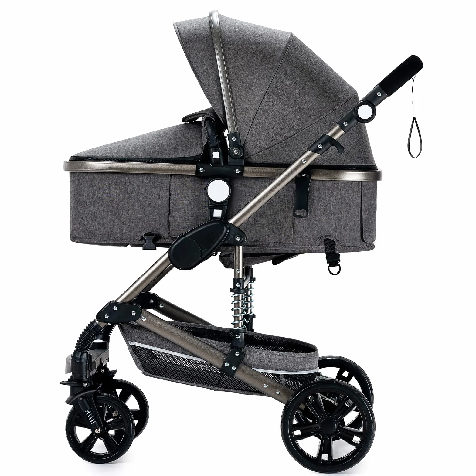 Magic Trio Passeggino 3 in 1 Carrozzina Neonati Portatile Pieghevole Un Clic Spinta Reversibile Grigio