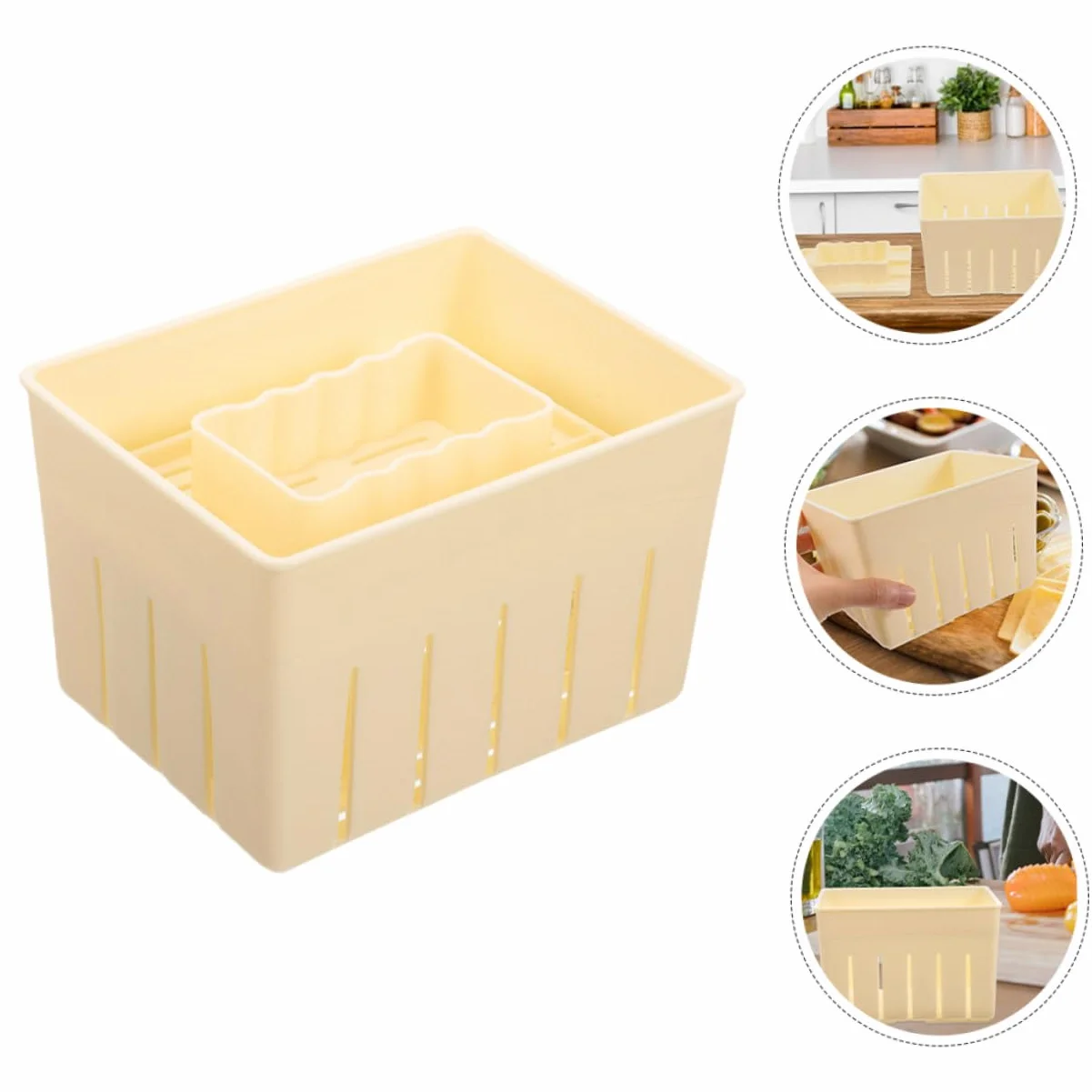 Stampo per Pressa per Formaggio e Tofu 4 Pezzi 140x105x95 Mm Plastica Resistente