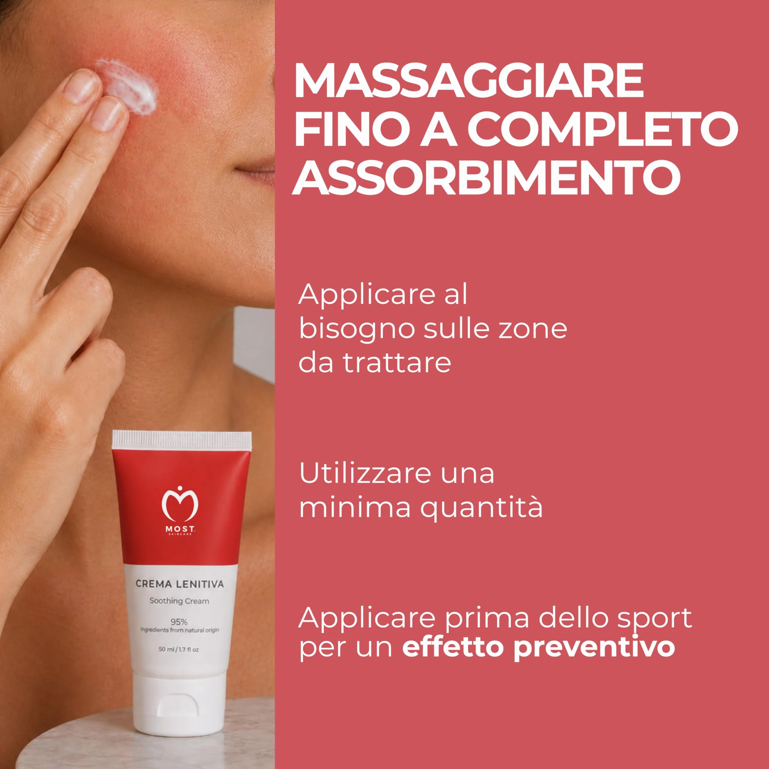 MOST Crema Lenitiva Viso e Corpo 50ml Ossido di Zinco per Pelle Sensibile e Atopica