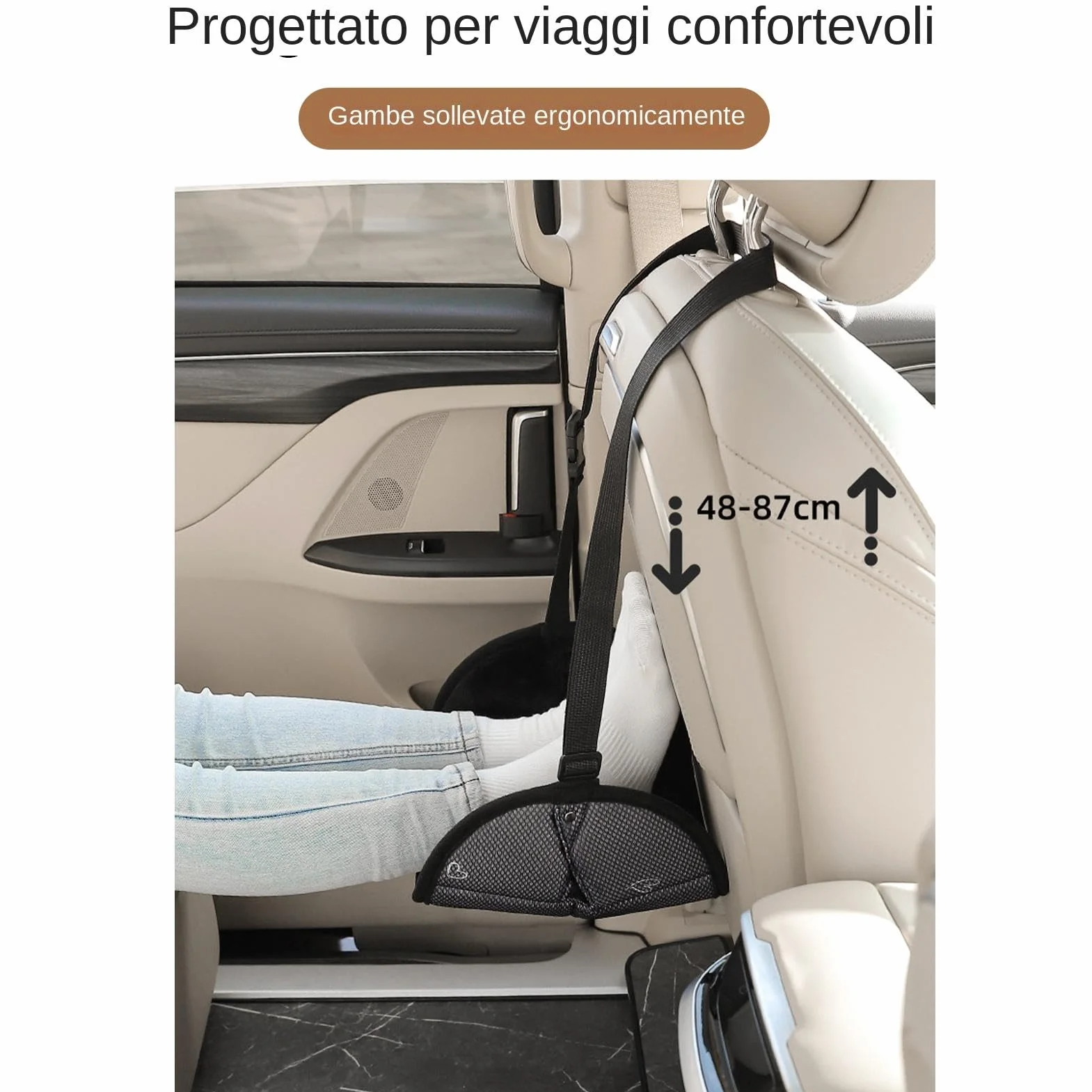 Poggiapiedi regolabile per seggiolino auto bambini - Amaca per auto e aereo