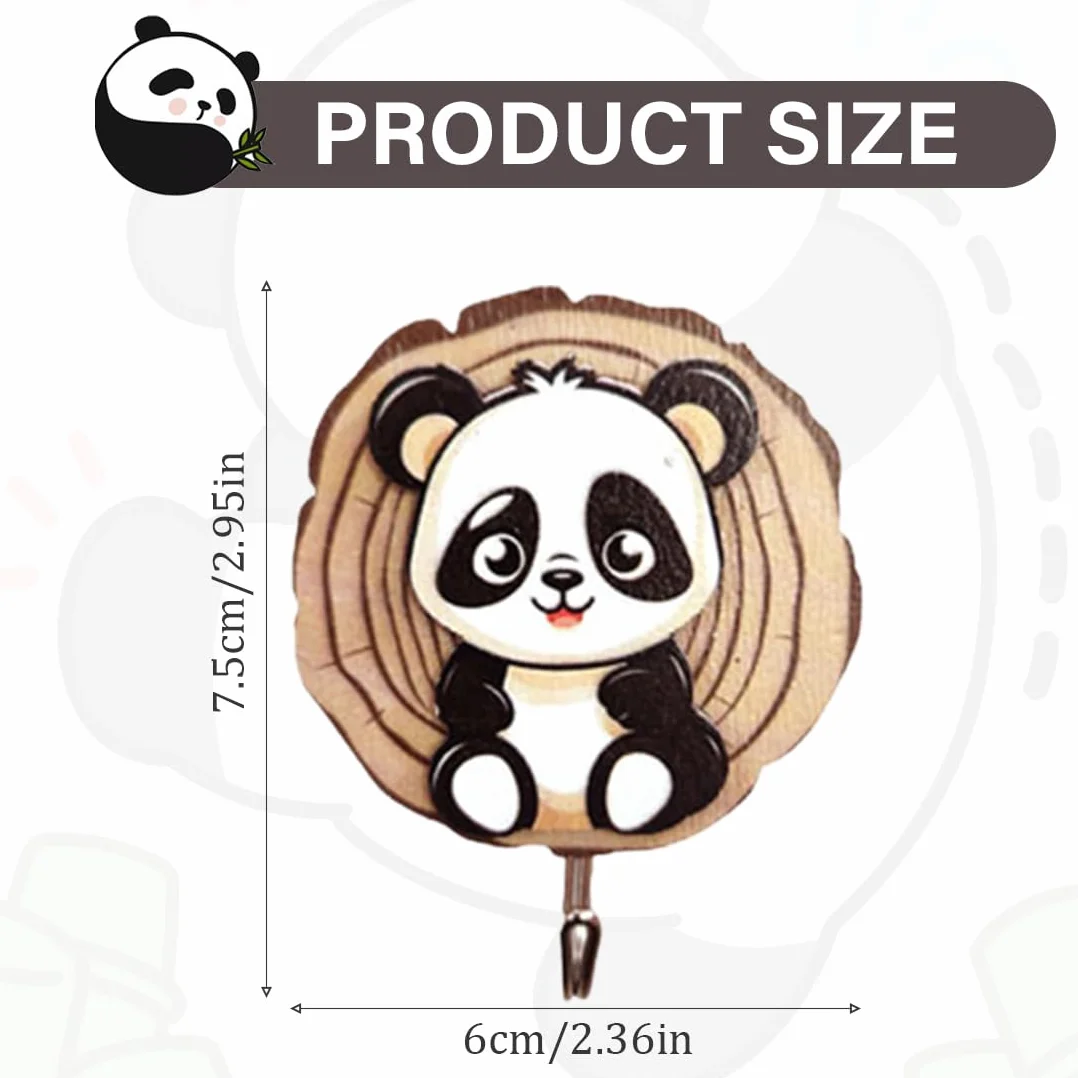 Ganci Autoadesivi per Bambini Panda, Appendini da Parete per Animali, Cappelli, Cucina e Bagno 4 Pezzi